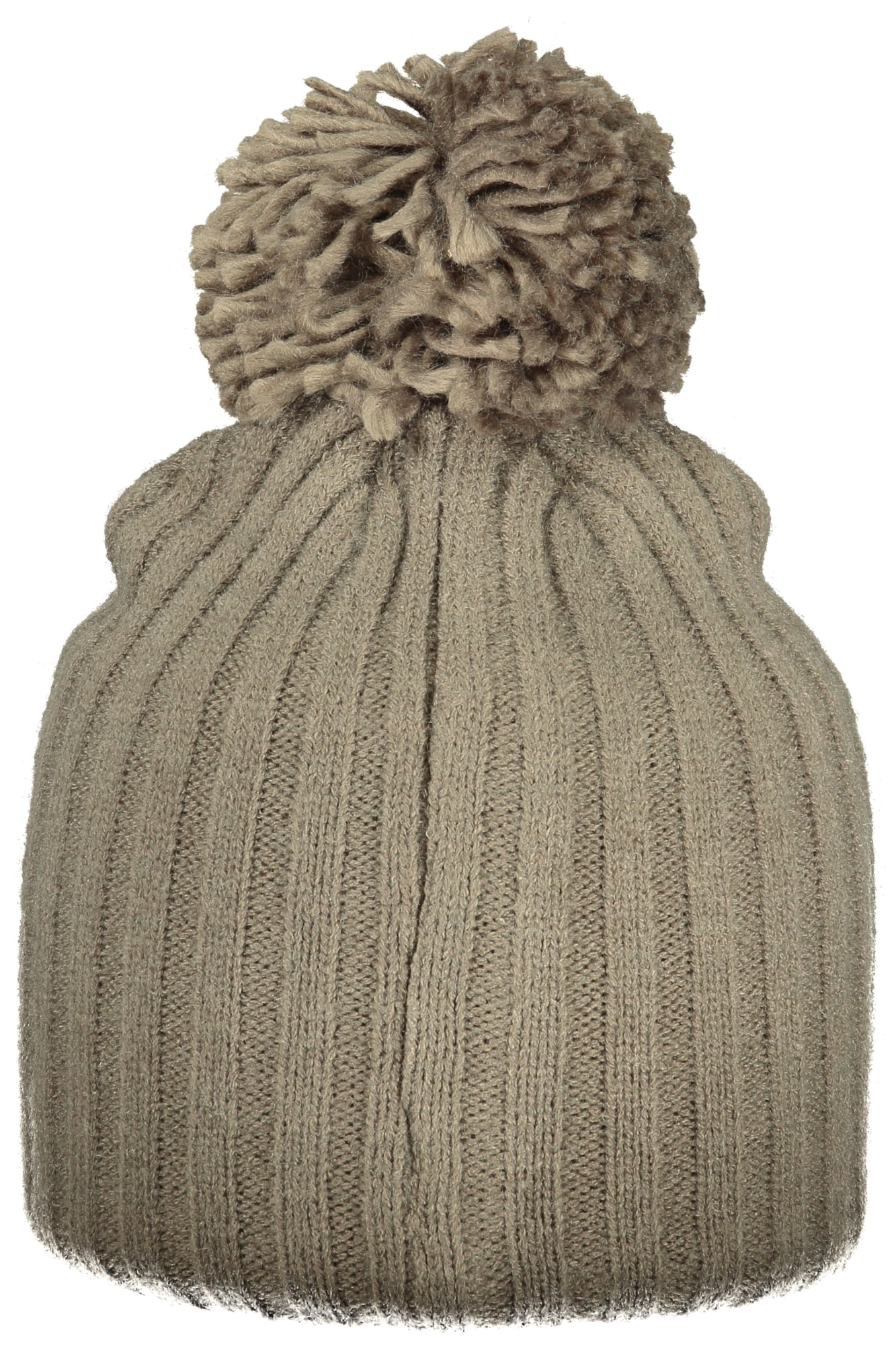 850108_GRFALCON – Stylische Damenmütze mit Bommel & Applikation, grau – Norwegen 1963 – Größe: UNI – Farbe: Grigio