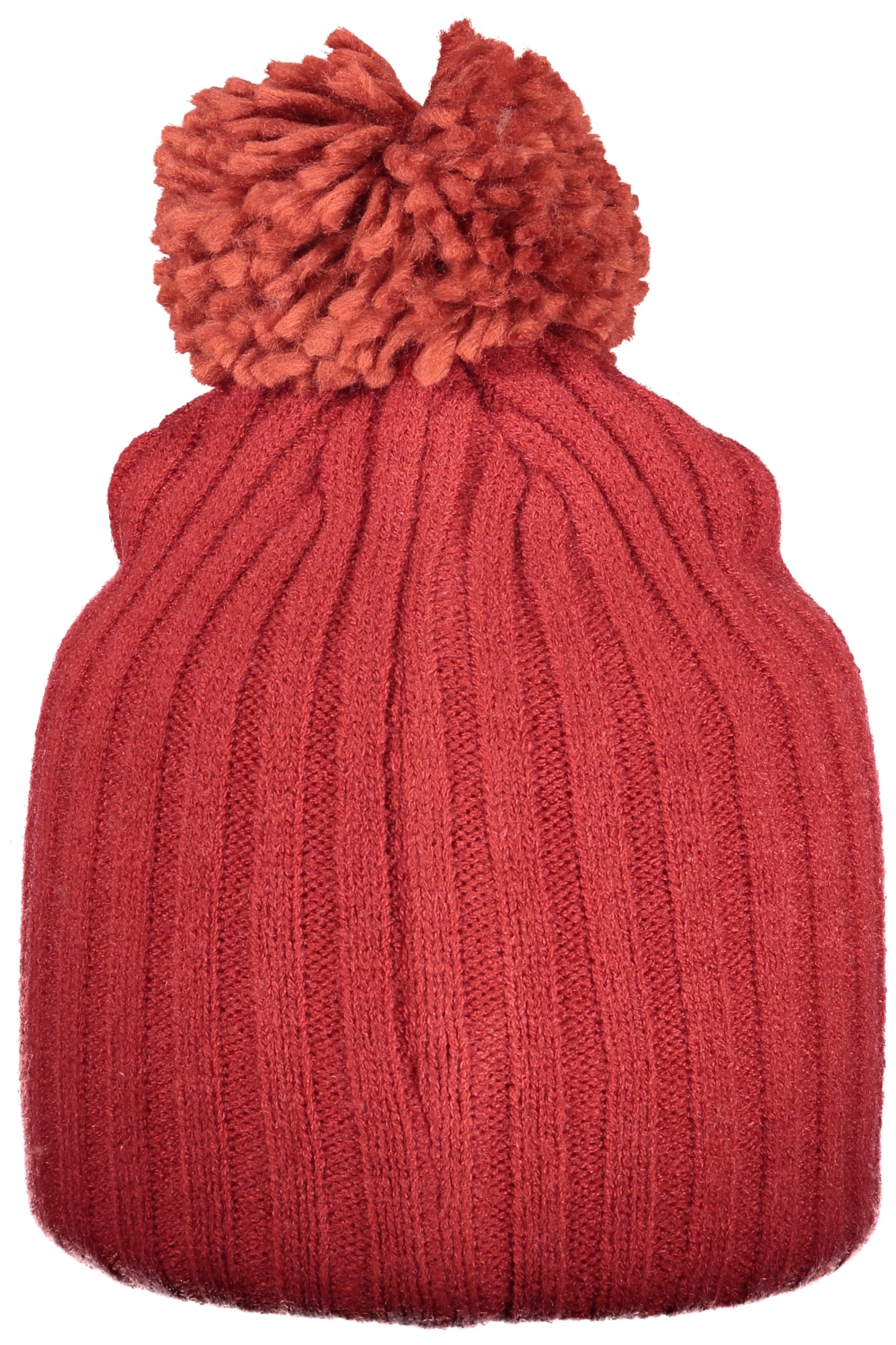 850108_RORED – Stylische Damenmütze 1963: Rot mit Bommel und Applikation – Größe: UNI – Farbe: Rosso