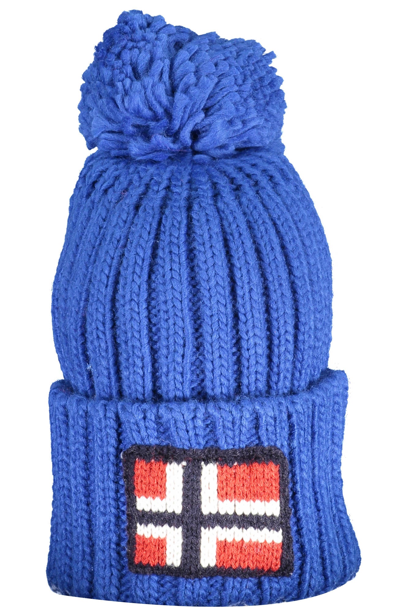 120106_BLU_BLUETTE – Stylische blaue Herrenkappe mit Bommel und Stickerei aus Norwegen – Größe: UNI – Farbe: Blu