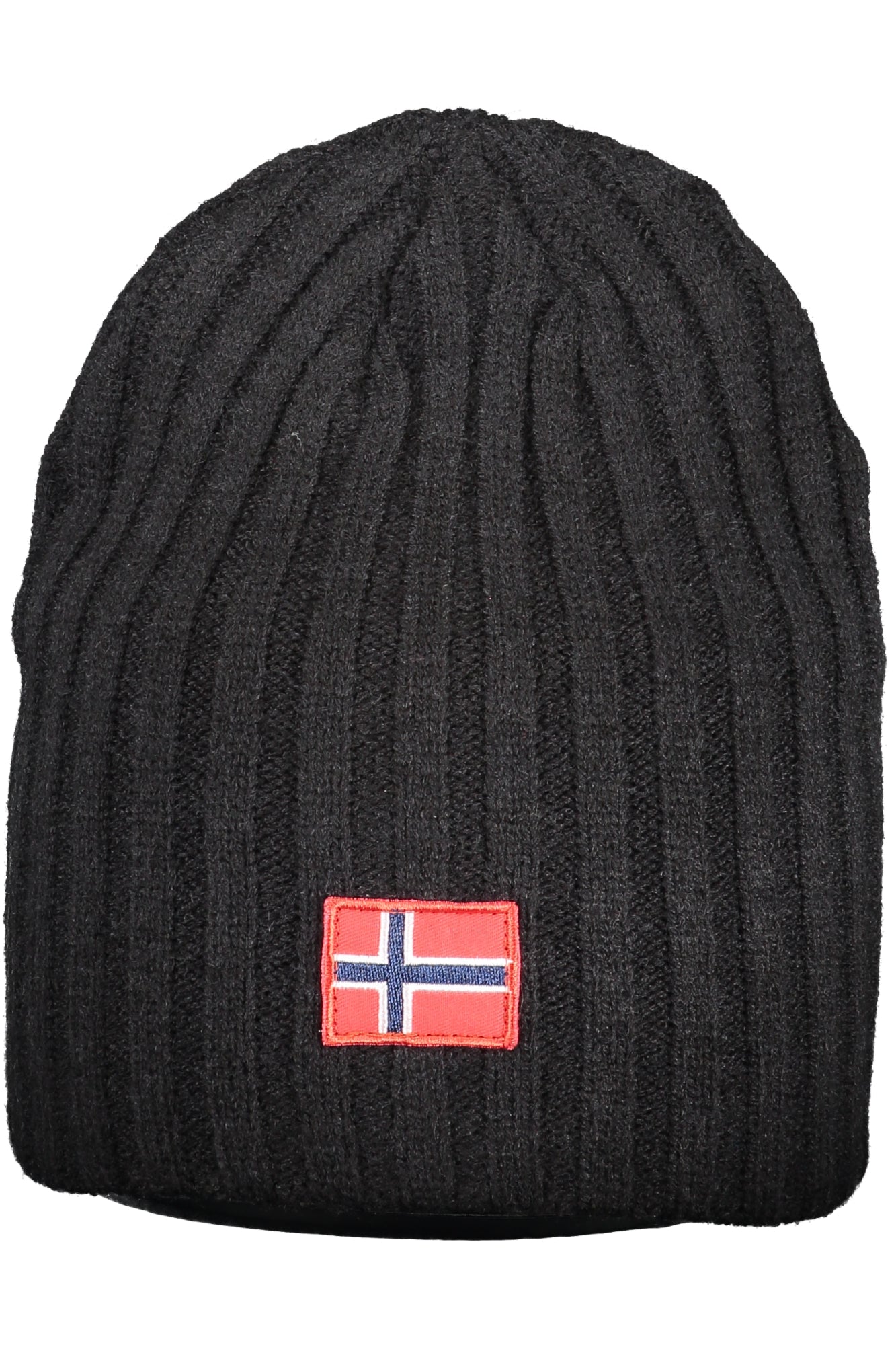 840105_NEBLACK – Klassische schwarze Herrenkappe mit Norwegen-Logo-Applikation – Größe: UNI – Farbe: Nero