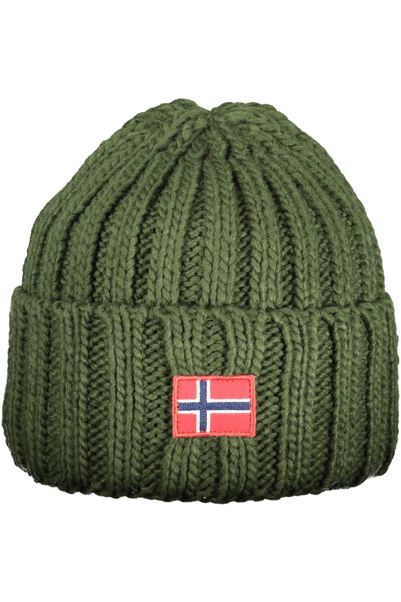 850103_VEARMY – Grüne Herrenkappe mit Norwegen-Applikation - Idealer Winterbegleiter – Größe: UNI – Farbe: Verde