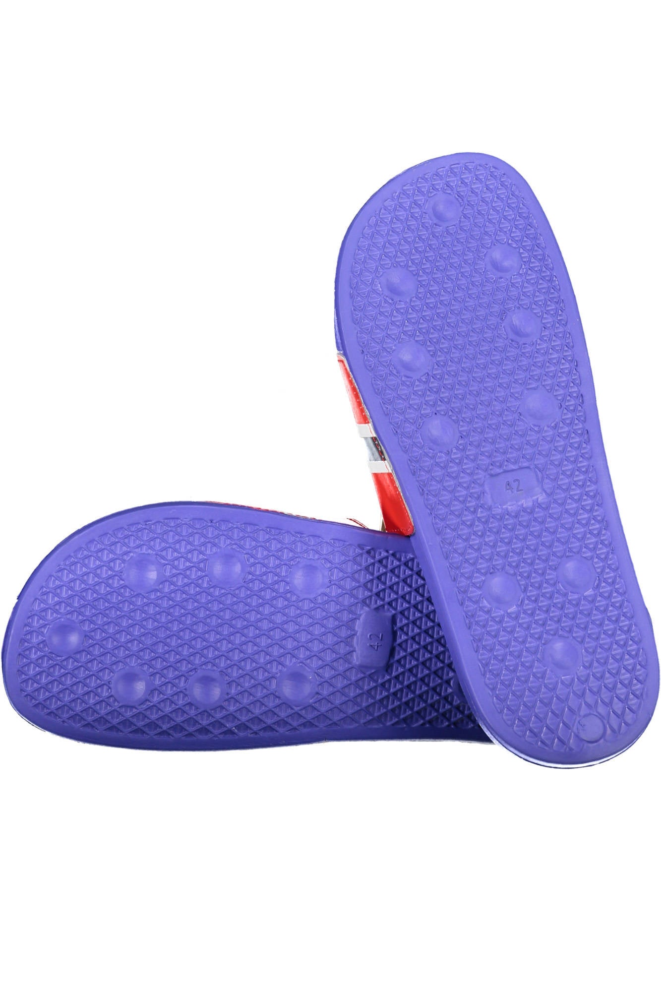 831002_BLU_ROYAL – Herrenschuh Pantoffel: Blaue Ciabatta mit Kontrastdetails & Druck – Größe: 41, 42, 43, 44, 45 – Farbe: Blu