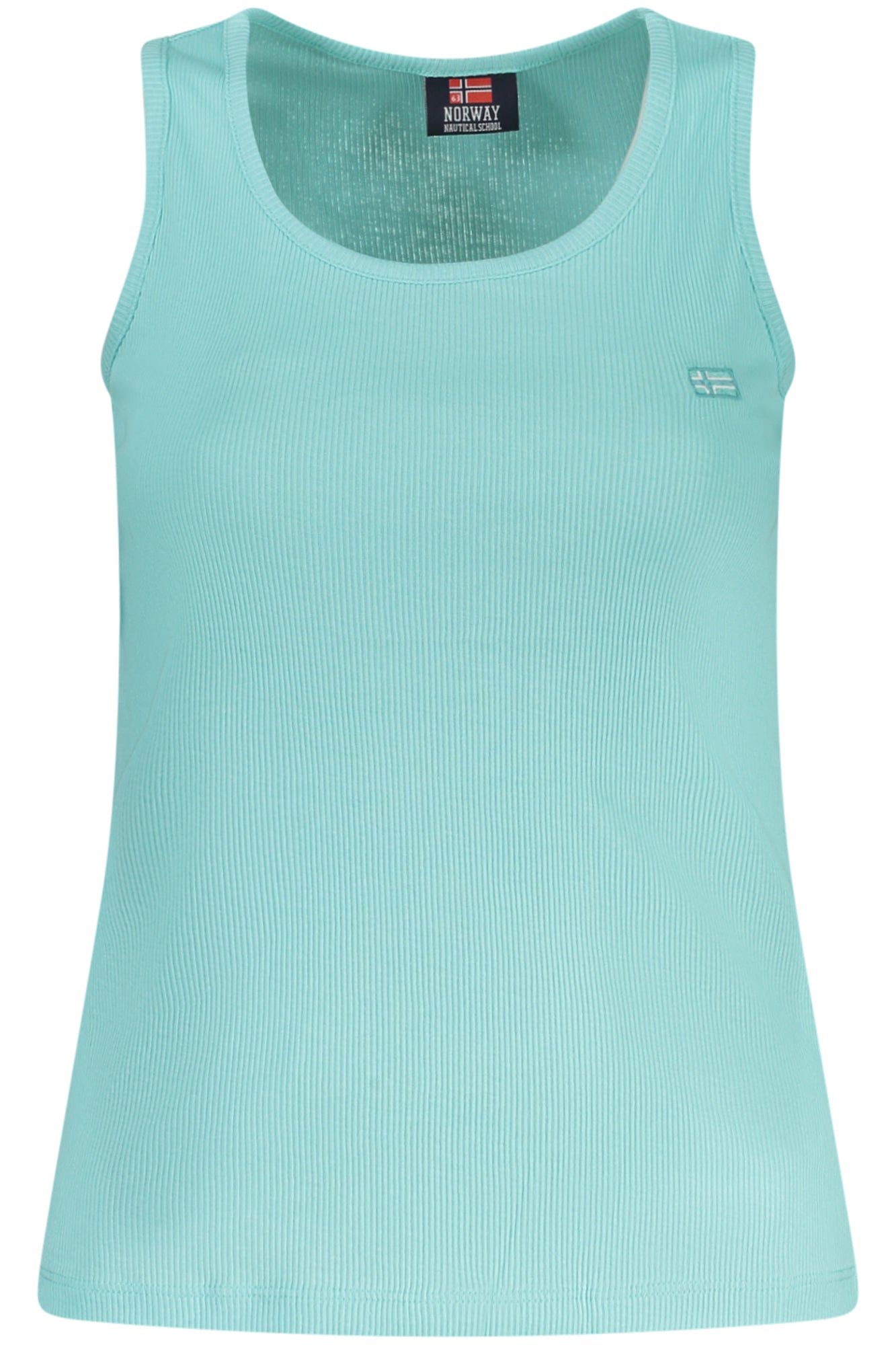856220_AZCAPRI – Elegantes Damen Tanktop in Blau mit Stickerei & Logo – Größe: S, M, L, XL – Farbe: Azzurro