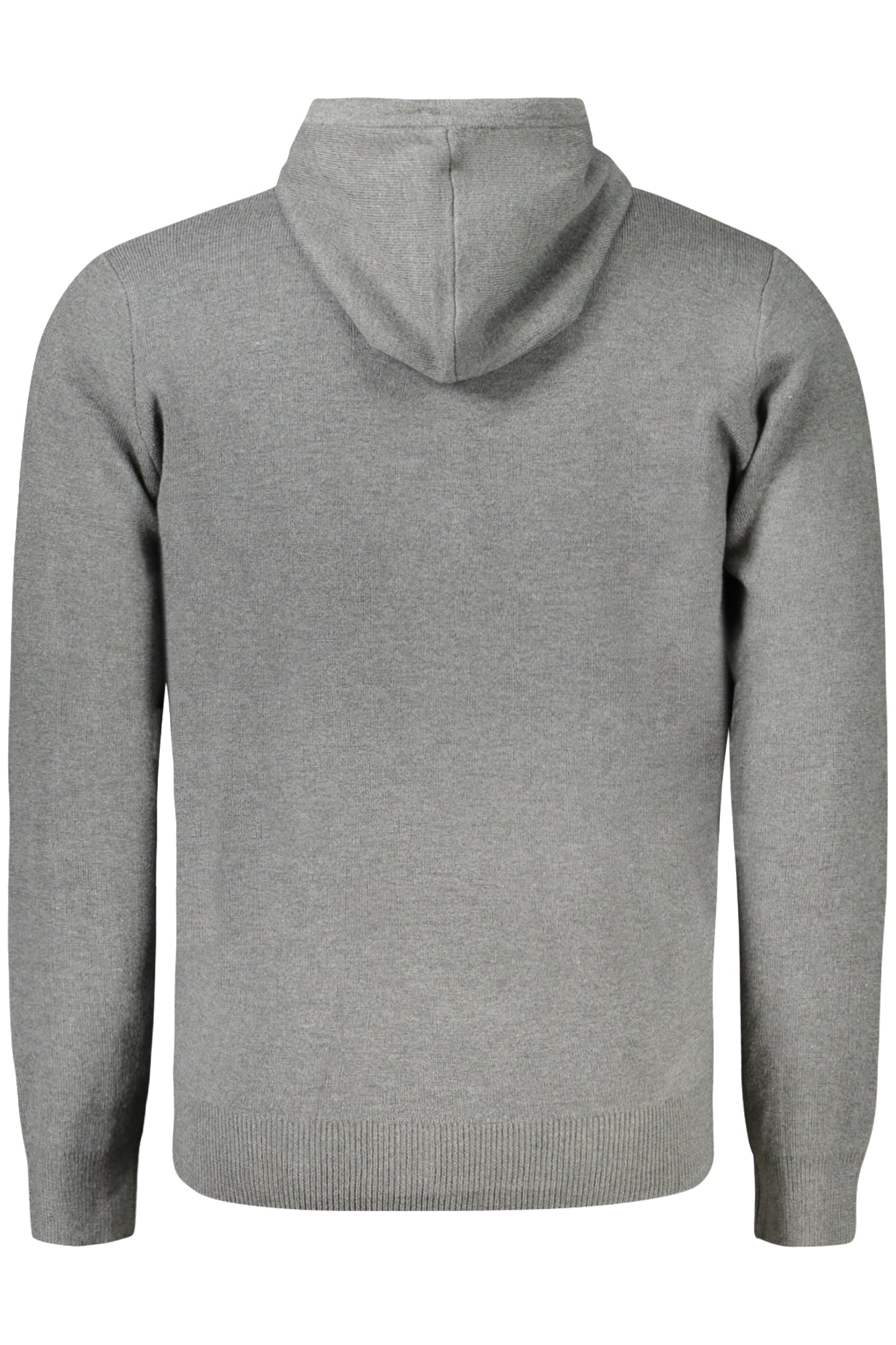 843105_GRFUMO – Graue Herren Strickjacke mit Kapuze und Stickerei - Reißverschluss – Größe: M, L, XL, 2XL, 3XL – Farbe: Grigio