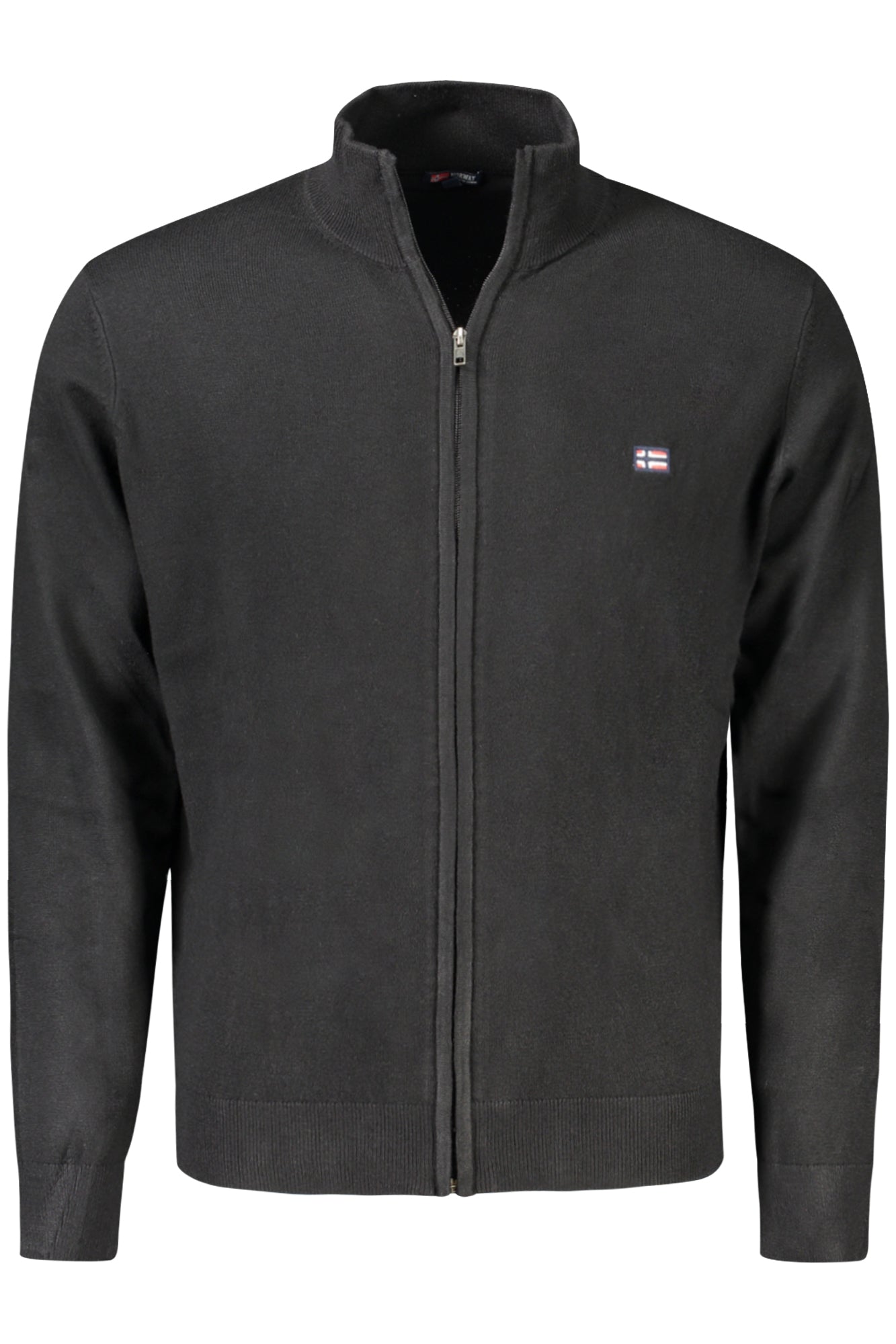 843104_NEBLACK – Elegante Herrenstrickjacke Schwarz mit Reißverschluss und Stickerei – Größe: M, L, XL, 2XL, 3XL – Farbe: Nero