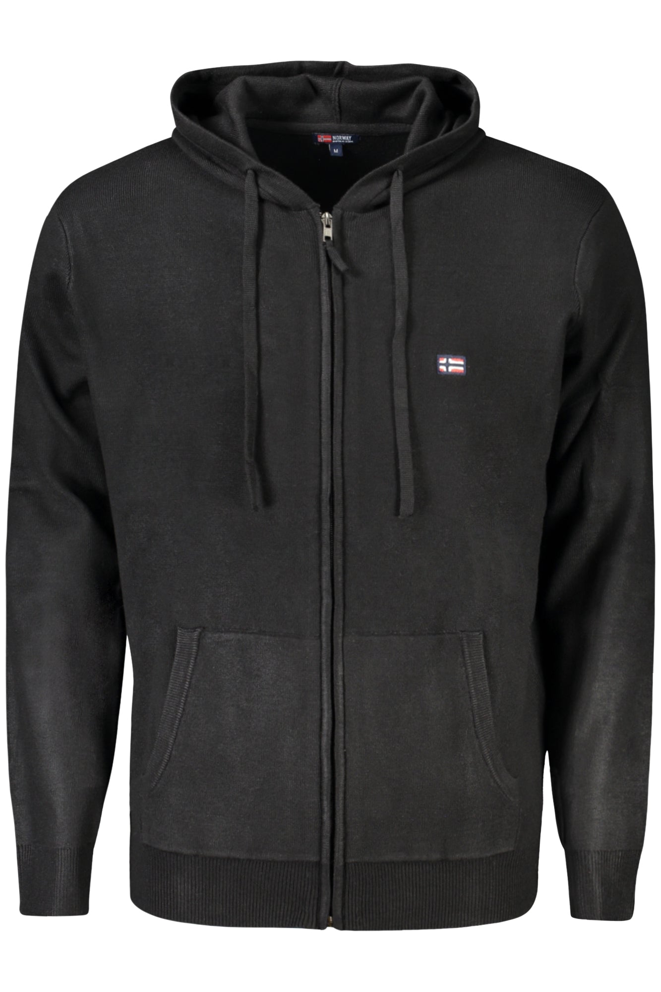 843105_NEBLACK – Herren-Cardigan mit Kapuze & Stickerei – Schwarz, Reißverschluss, Taschen – Größe: M, L, XL, 2XL, 3XL – Farbe: Nero