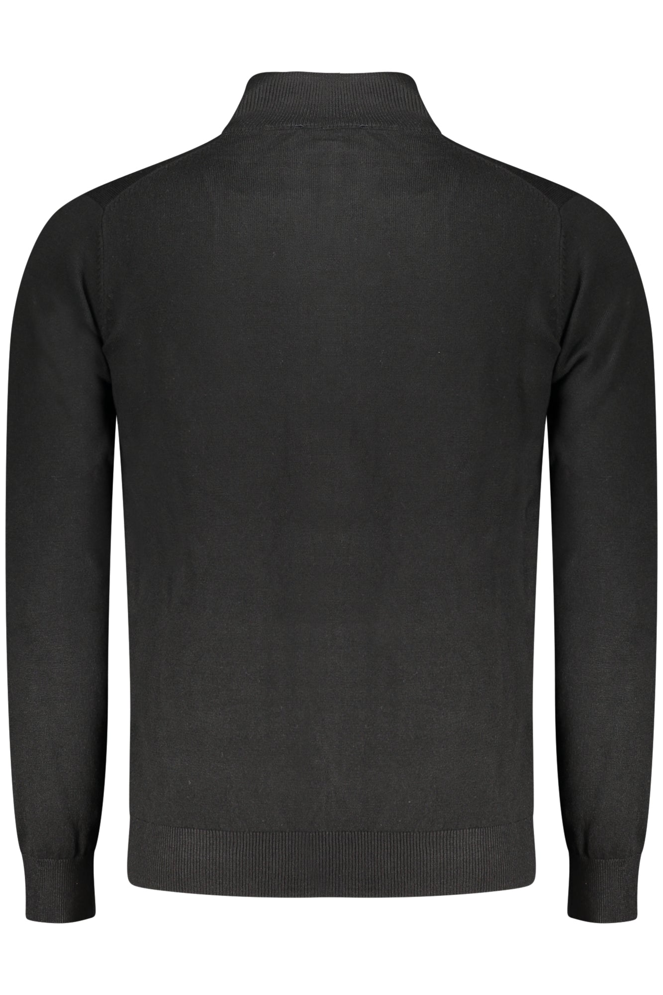 XXX843104_NEBLACK – Eleganter Herren-Cardigan: Schwarze Strickjacke mit Reißverschluss & Stickerei – Größe: S, M, L, XL, 2XL, 3XL – Farbe: Nero