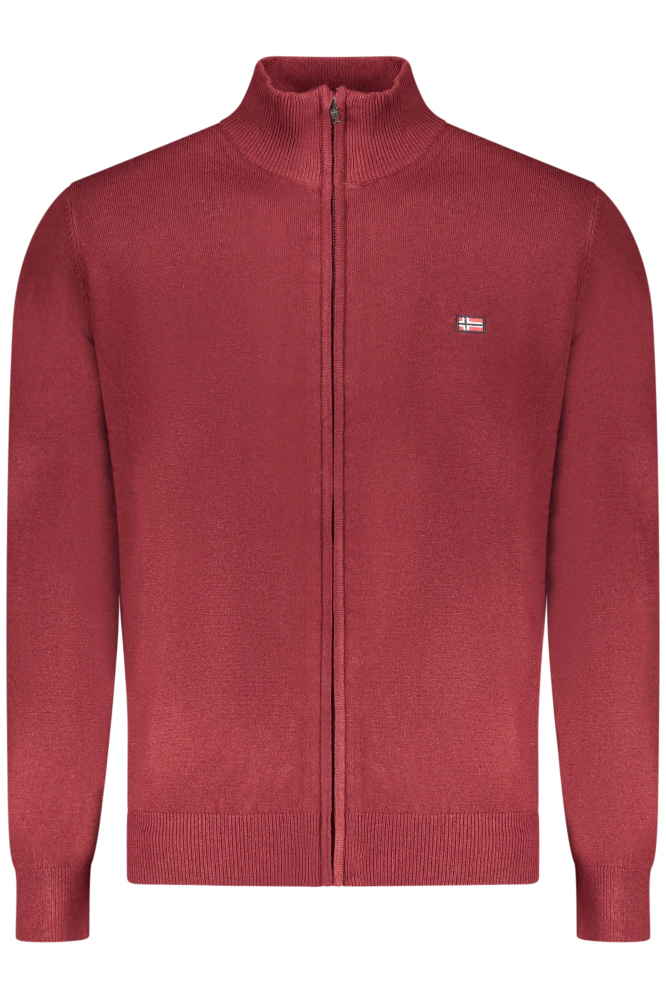 843104_ROMERLOT – Elegante rote Herren-Strickjacke mit Reißverschluss und Stickerei – Größe: S, M, L, XL, 2XL, 3XL – Farbe: Rosso