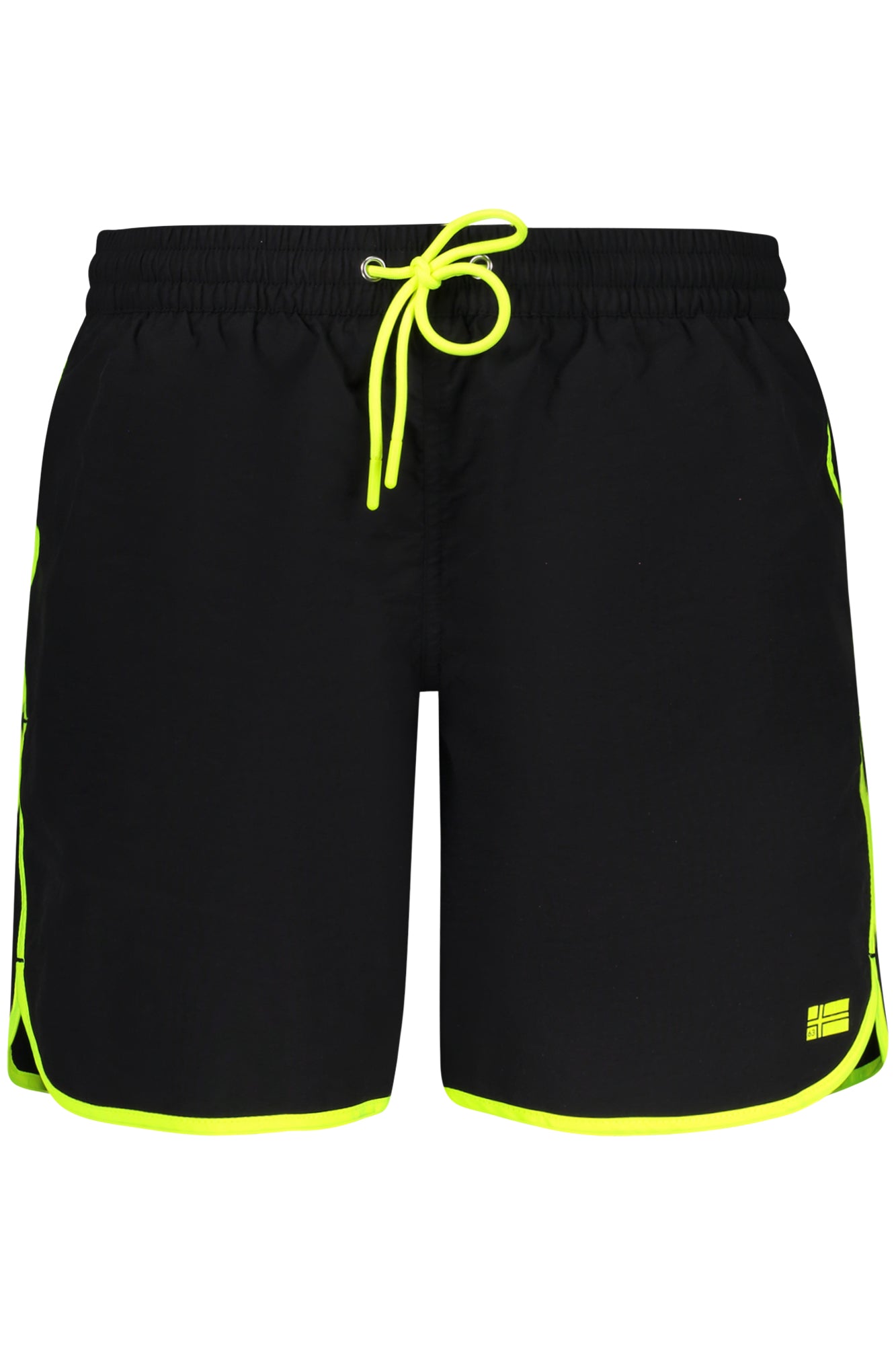 858313_NEBLACK – Elegante Herren Badeboxer - Schwarz mit Kontrastdetails und Taschen – Größe: S, M, L, XL, 2XL, 3XL – Farbe: Nero