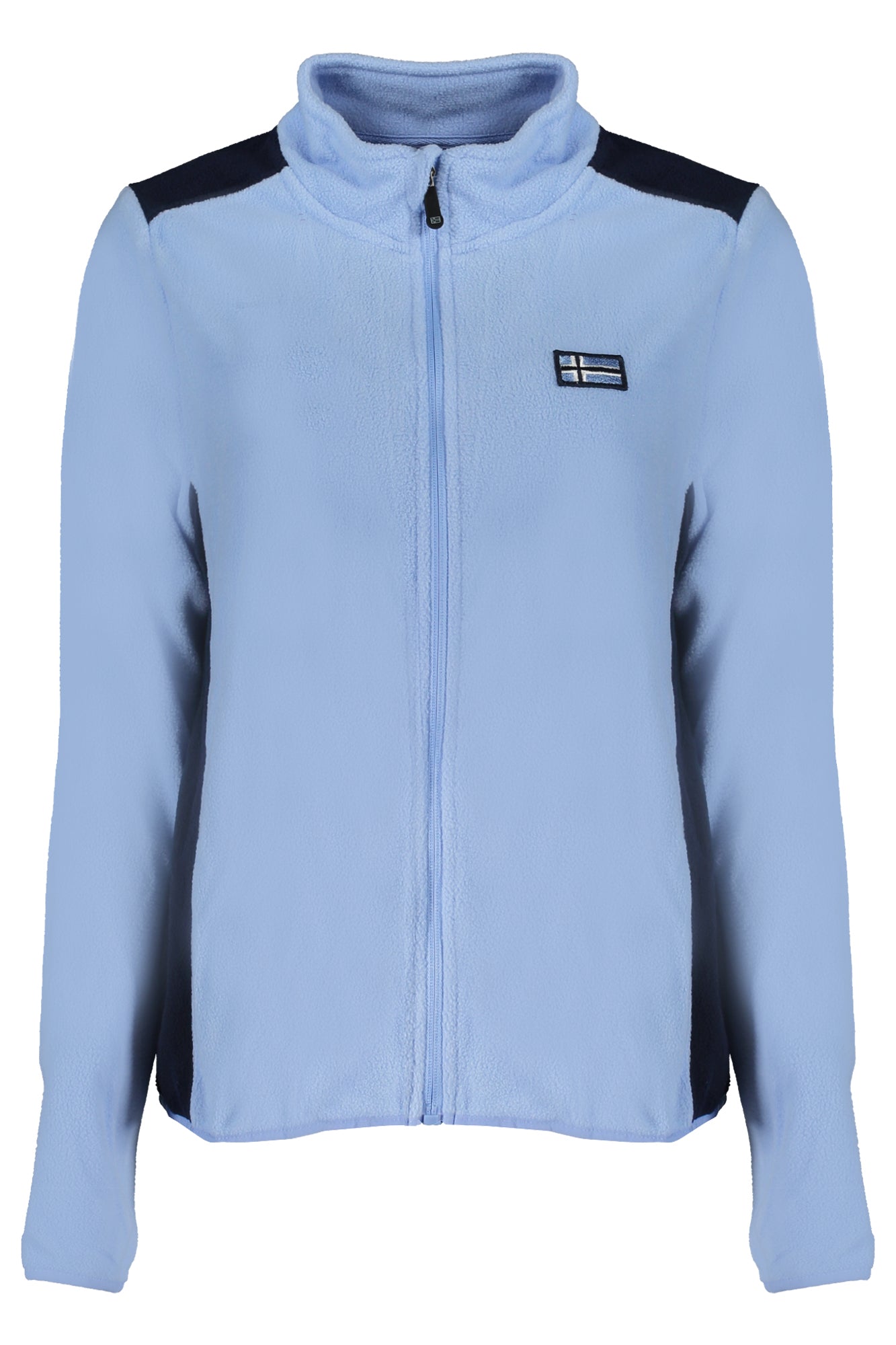 849910_AZSKY – Damen-Fleece-Sweatshirt Blau, Langärmelig mit Reißverschluss, Kontrastdetails – Größe: S, M, L, XL – Farbe: Azzurro