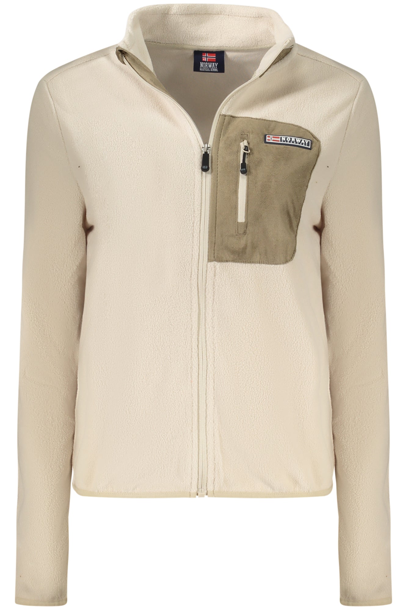 859906_BEROPE – Damen Fleece-Langarmshirt mit Reißverschluss und Kontrastdetails – Größe: S, M, L, XL, 2XL – Farbe: Beige