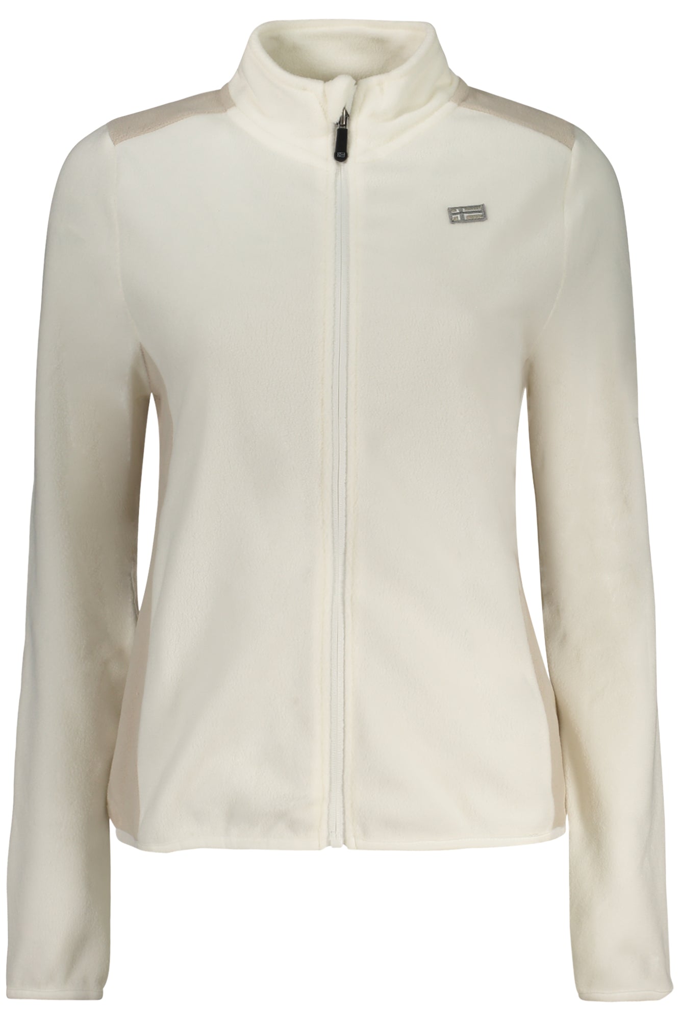 849910_BIOFFWHI – Stylische Damen Fleecejacke mit Kontrastdetails und Reißverschluss – Größe: S, M, L, XL, 2XL – Farbe: Bianco