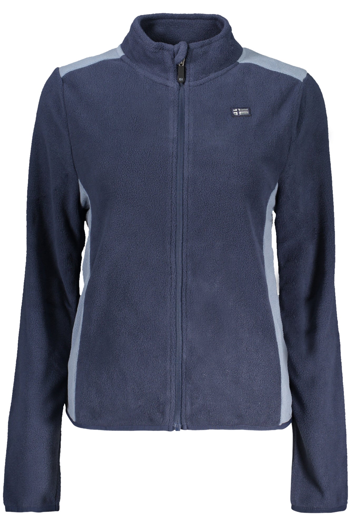 849910_BLNAVY – Damen Fleecejacke Blau mit Reißverschluss und Kontrastdetails – Größe: S, M, L, XL, 2XL – Farbe: Blu