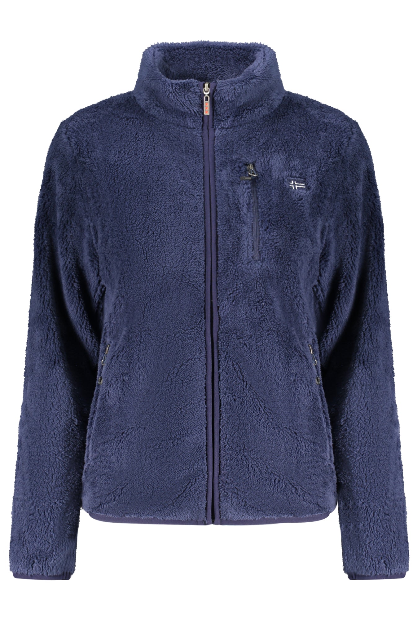 849909_BLNAVY – Damen Fleece-Langarm-Sweatshirt mit Reißverschluss und Taschen – Größe: S, M, L, XL, 2XL – Farbe: Blu