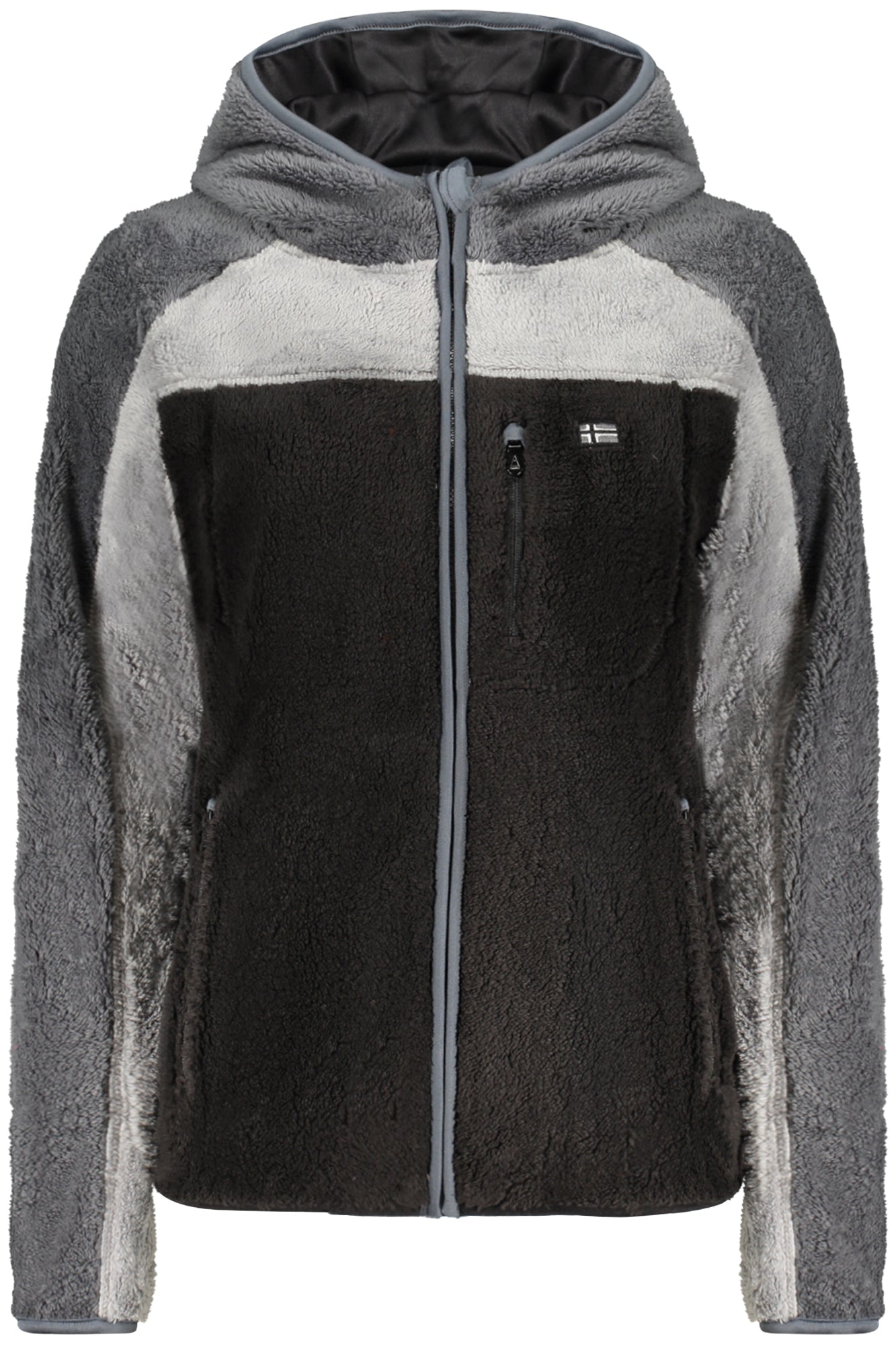 XXX849904_NEBLACK – Damen Langarm-Hoodie: Gefüttert, 3 Taschen, Kontrastdetails – Größe: S, M, L, XL, 2XL – Farbe: Nero