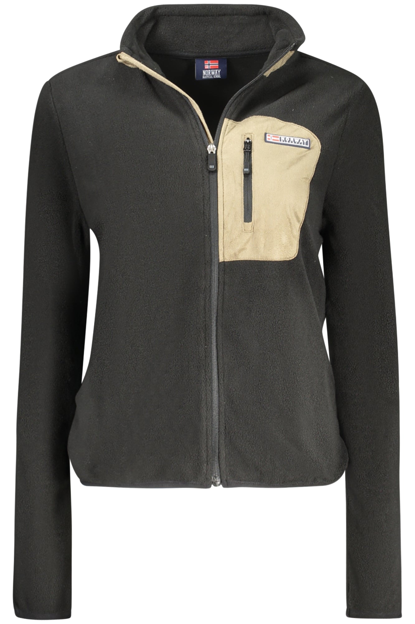 859906_NEBLACK – Damen Langarm-Fleeceshirt mit Brusttasche und Reißverschluss - Schwarz – Größe: S, M, L, XL, 2XL – Farbe: Nero
