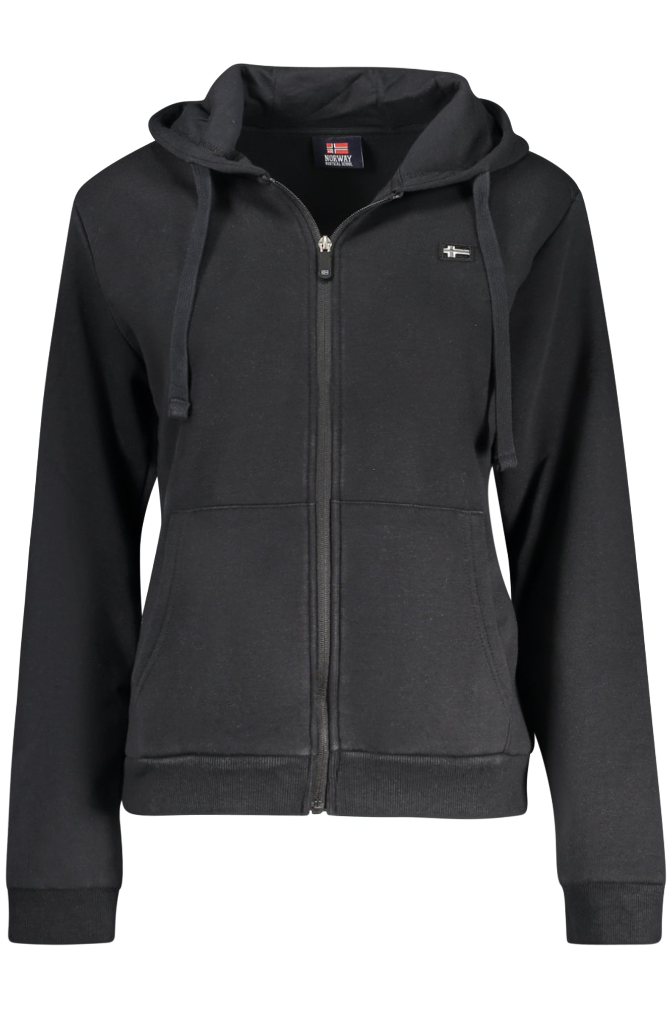 859002_NEBLACK – Schwarzes Damen-Hoodie mit Reißverschluss und Norwegen-Design – Größe: S, M, L, XL, 2XL – Farbe: Nero