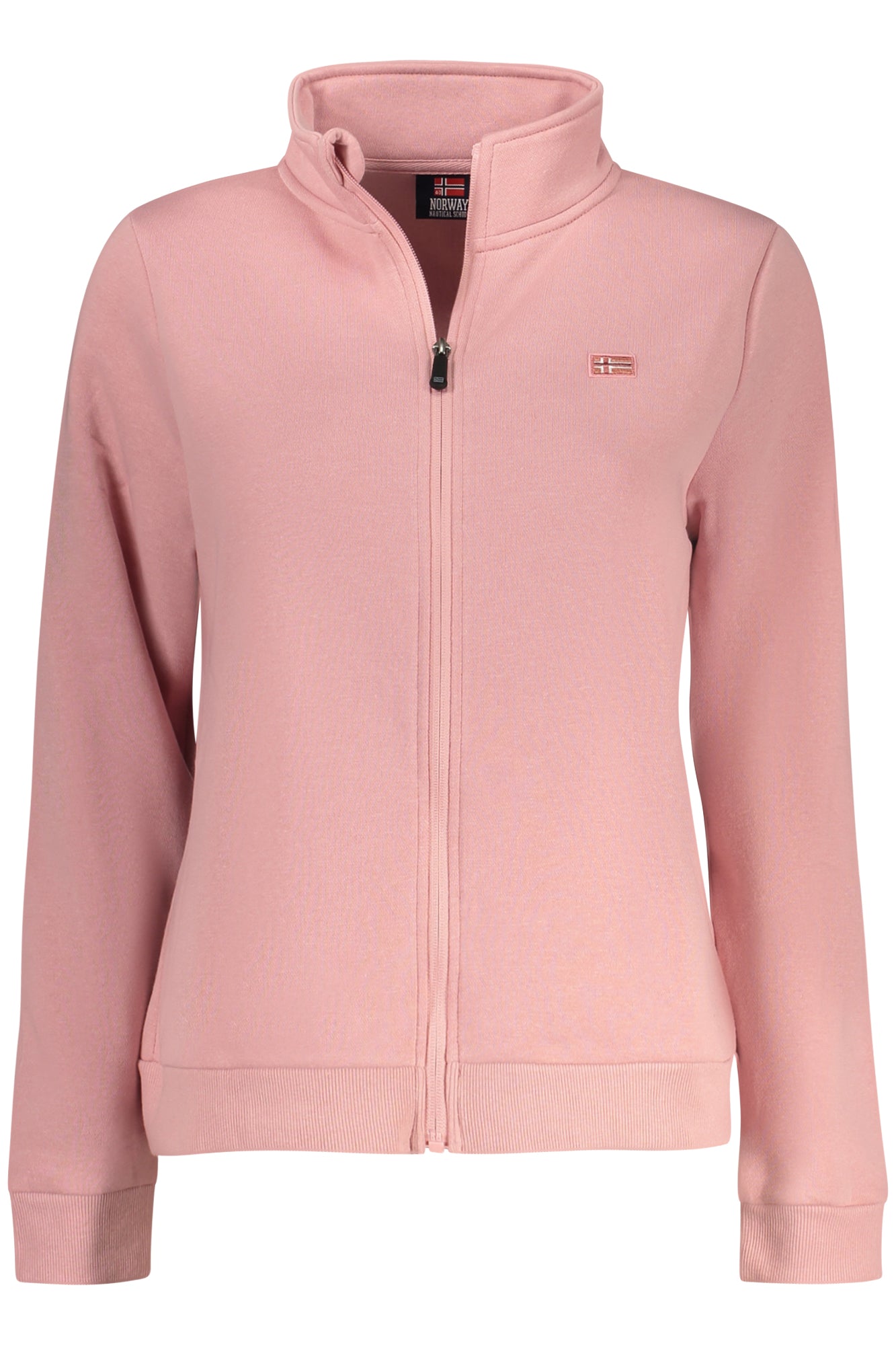 859001_RSROSANT – Damen Langarm-Sweatshirt Rosa mit Applikation und Reißverschluss – Größe: S, M, L, XL, 2XL – Farbe: Rosa