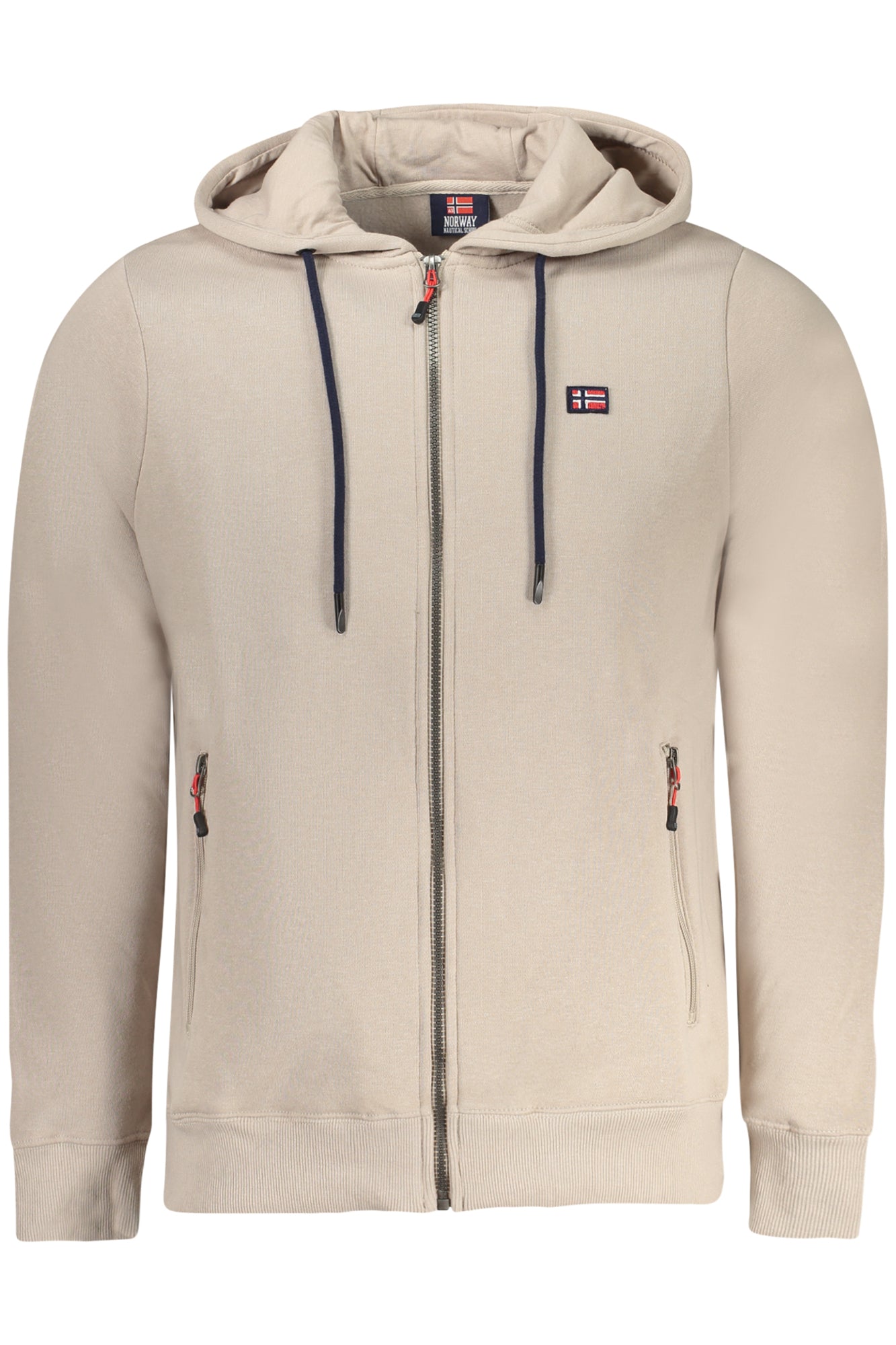 849442_BEROPE – Gefütterter Herren Kapuzenpullover mit Reißverschluss und Stickerei – Größe: S, M, L, XL, 2XL, 3XL – Farbe: Beige