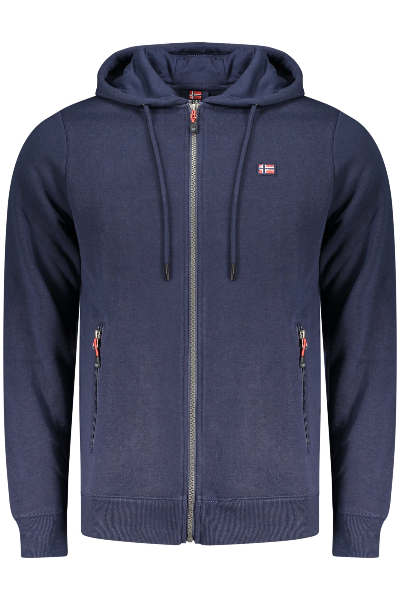XXX849442_BLNAVY – Gefütterter Herren Kapuzenpullover in Blau mit Reißverschluss-Taschen – Größe: S, M, L, XL, 2XL, 3XL – Farbe: Blu