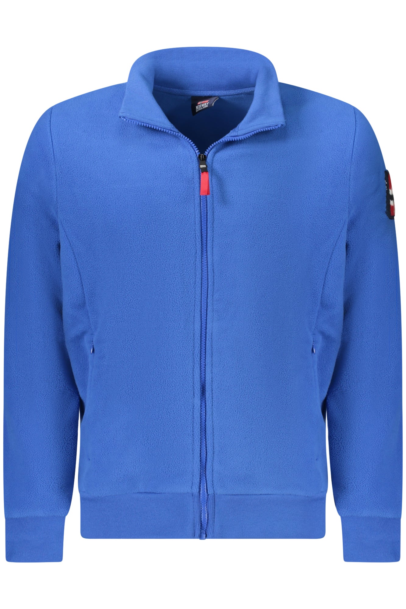 859532_BLBLUETT – Herren Fleece-Langarmshirt Blau mit Reißverschluss und Stickerei – Größe: S, M, L, XL, 2XL, 3XL – Farbe: Blu