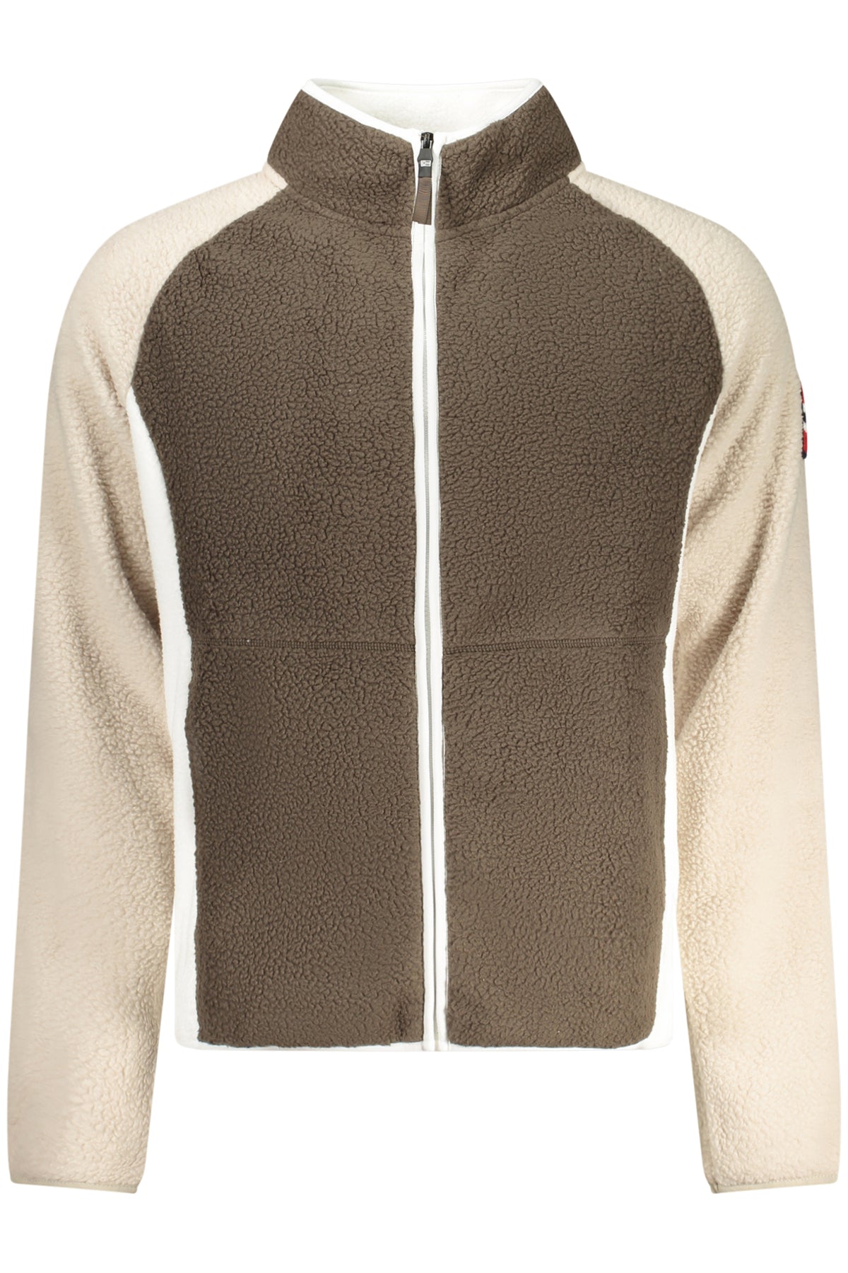 859503_MAFALCON – Herren Langarm-Fleece-Sweatshirt mit Reißverschluss und Kontrastdetails – Größe: S, M, L, XL, 2XL, 3XL – Farbe: Marrone
