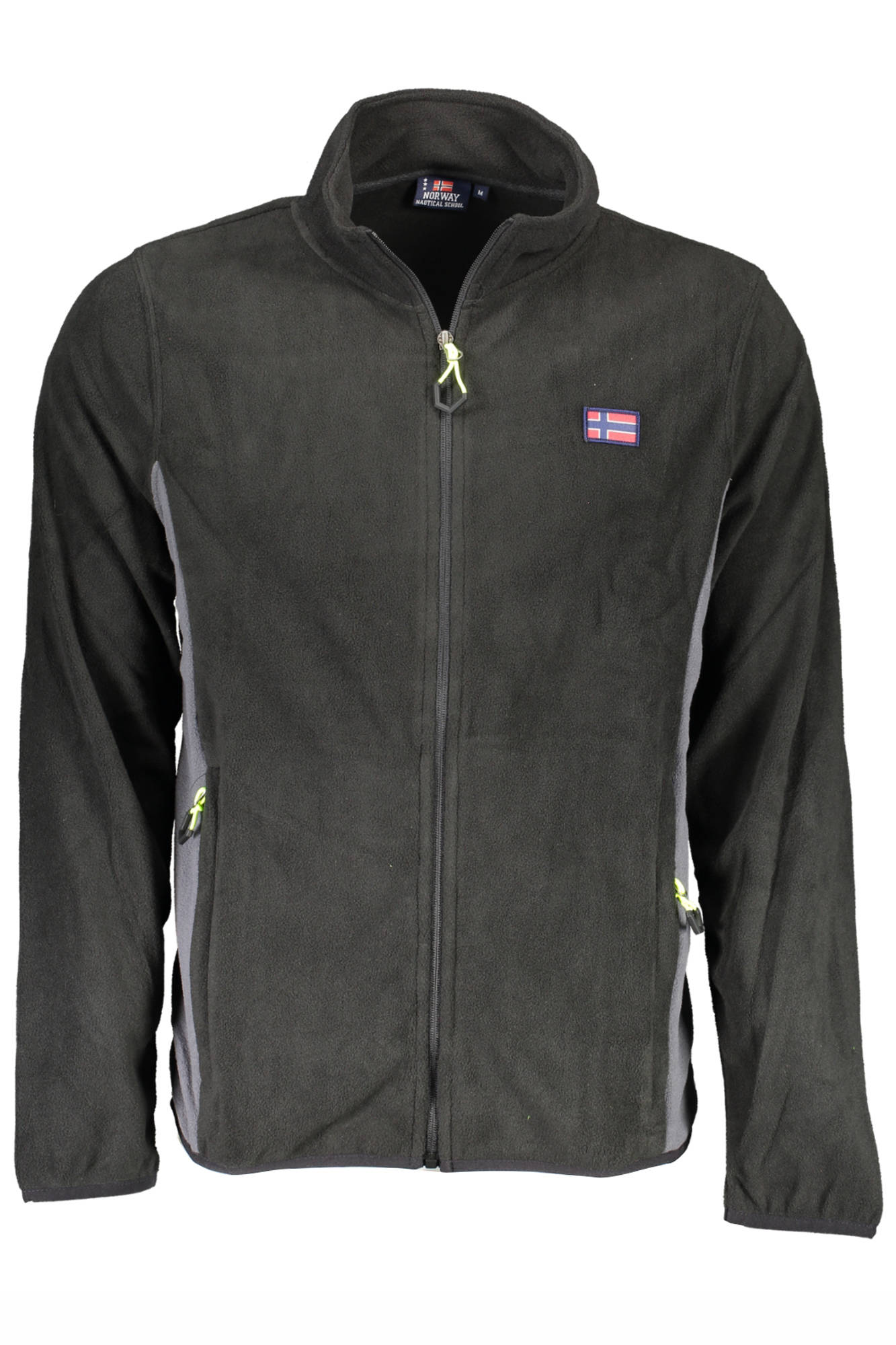 119545_NERO_BLACK – Schwarzes Herren-Sweatshirt mit Reißverschluss und Taschen - Norwegen inspiriert – Größe: XL, L, 2XL, M – Farbe: Nero