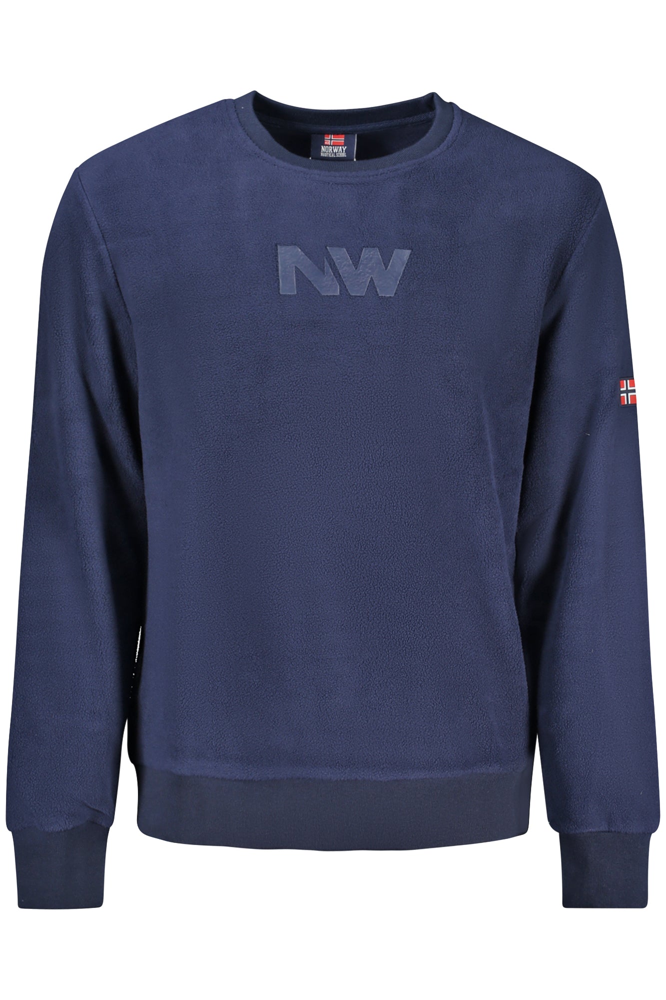 849530_BLNAVY – Herren Langarm-Fleece-Sweatshirt Blau mit Rundhals und Applikation – Größe: M, L, XL, 2XL – Farbe: Blu
