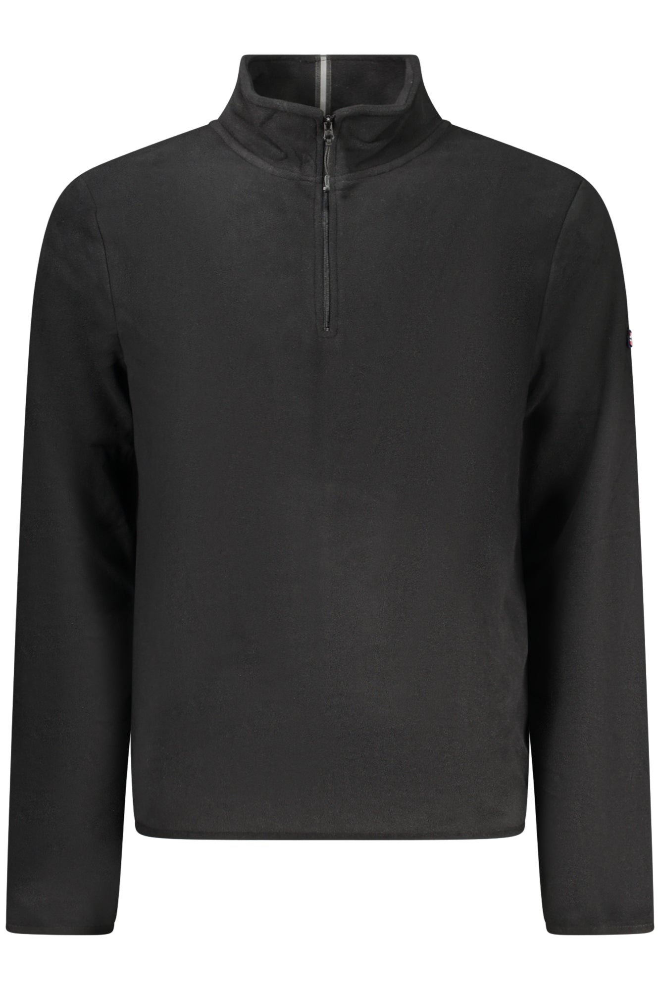859540_NEBLACK – Herren Langarm-Fleecepullover mit halbem Reißverschluss und Applikation – Größe: S, M, L, XL, 2XL, 3XL – Farbe: Nero