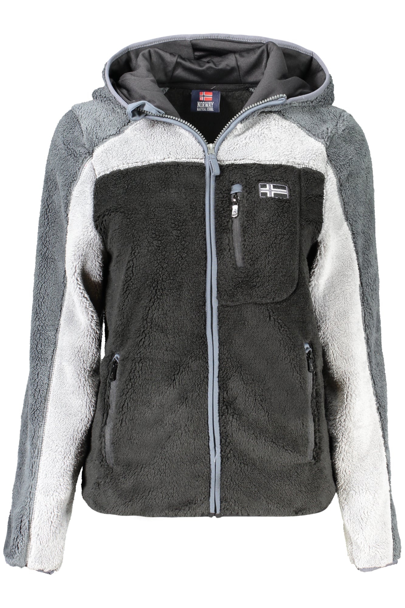 849904_NEBLACK – Damen Sportjacke mit Kapuze & Taschen, schwarz - Norwegen 1963 Look – Größe: S, M, L, XL – Farbe: Nero