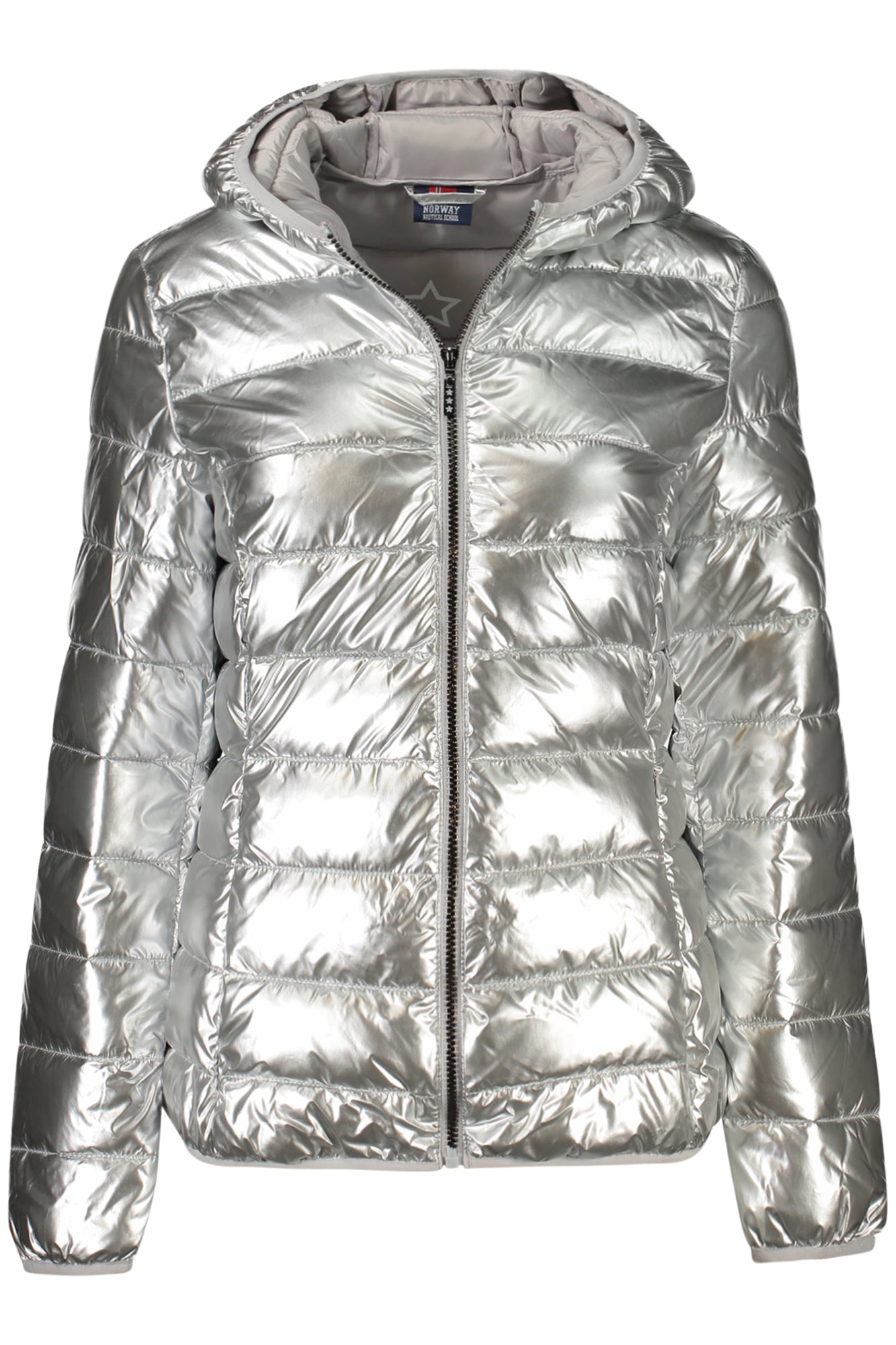 849658_AGARGLAM – Damenjacke Silber mit Kapuze & Reißverschluss - Stilvolles Design – Größe: S, M, L, XL, 2XL – Farbe: Argento