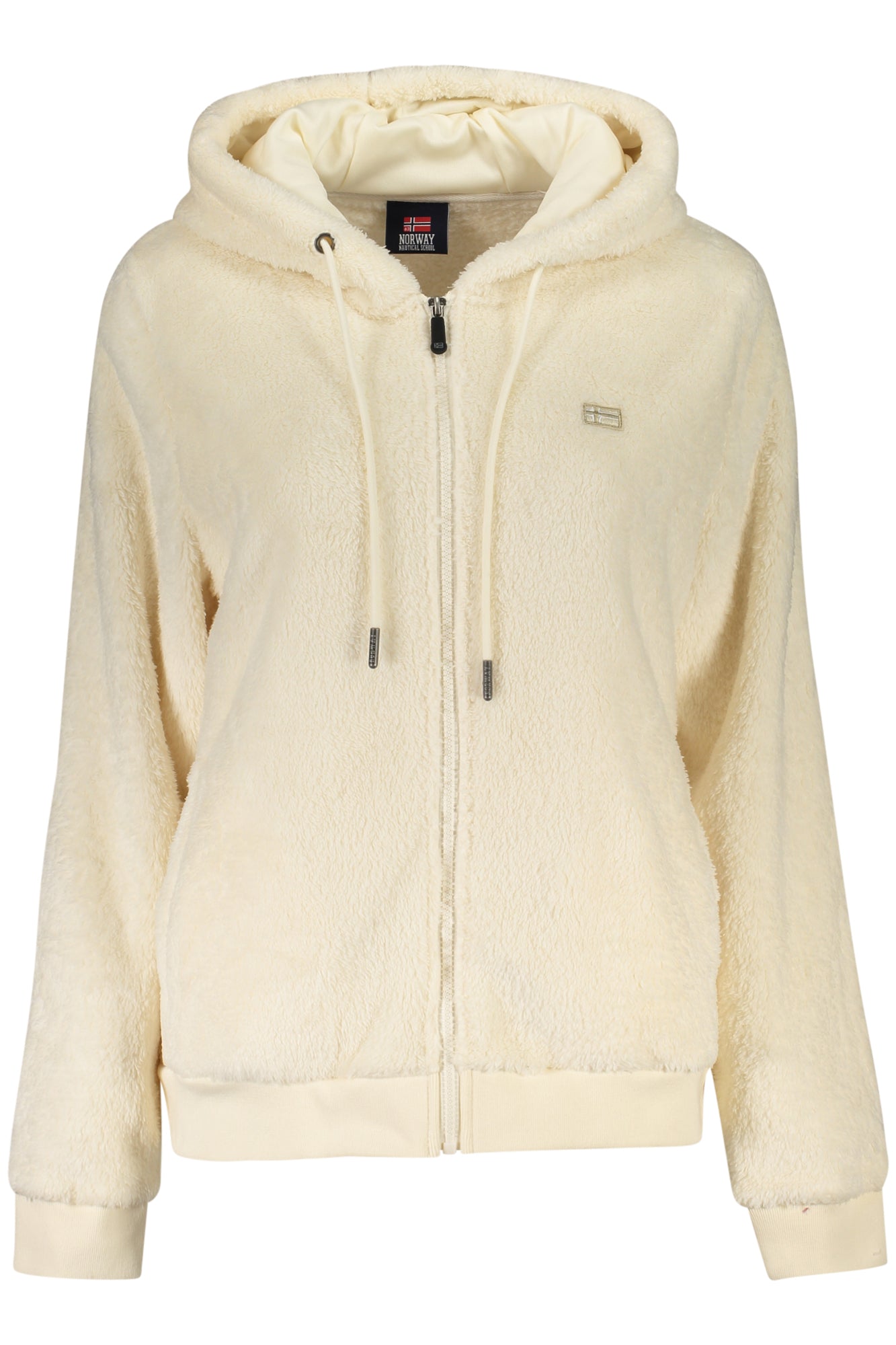 859907_BIOFFWHI – Weiße Damenjacke mit Kapuze und Stickerei - Norwegen 1963 Stil – Größe: S, M, L, XL, 2XL – Farbe: Bianco