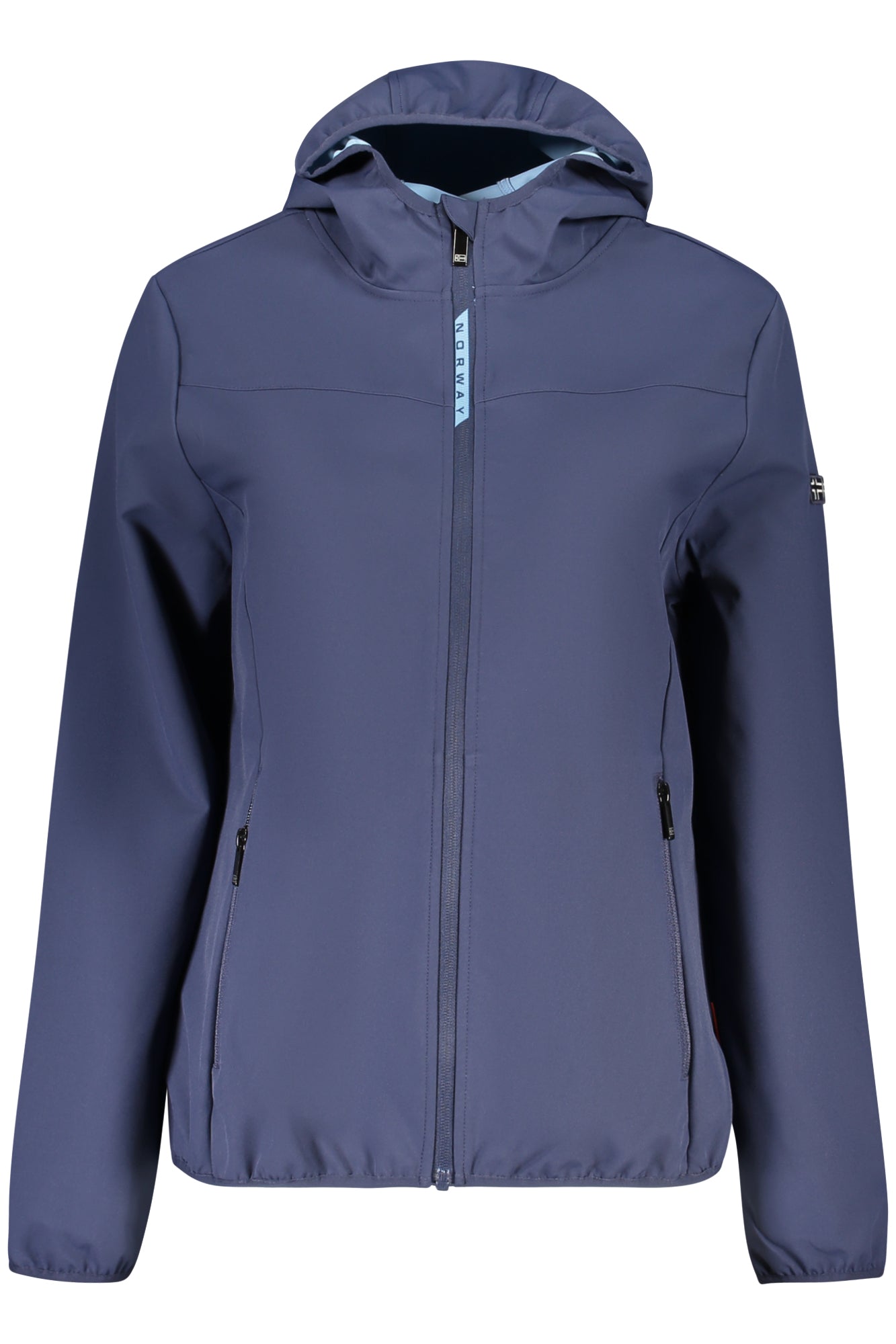 862641_BLNAVY – Damen Softshell-Jacke Blau mit Kapuze und Taschen - Kontrastdetails – Größe: S, M, L, XL, 2XL – Farbe: Blu
