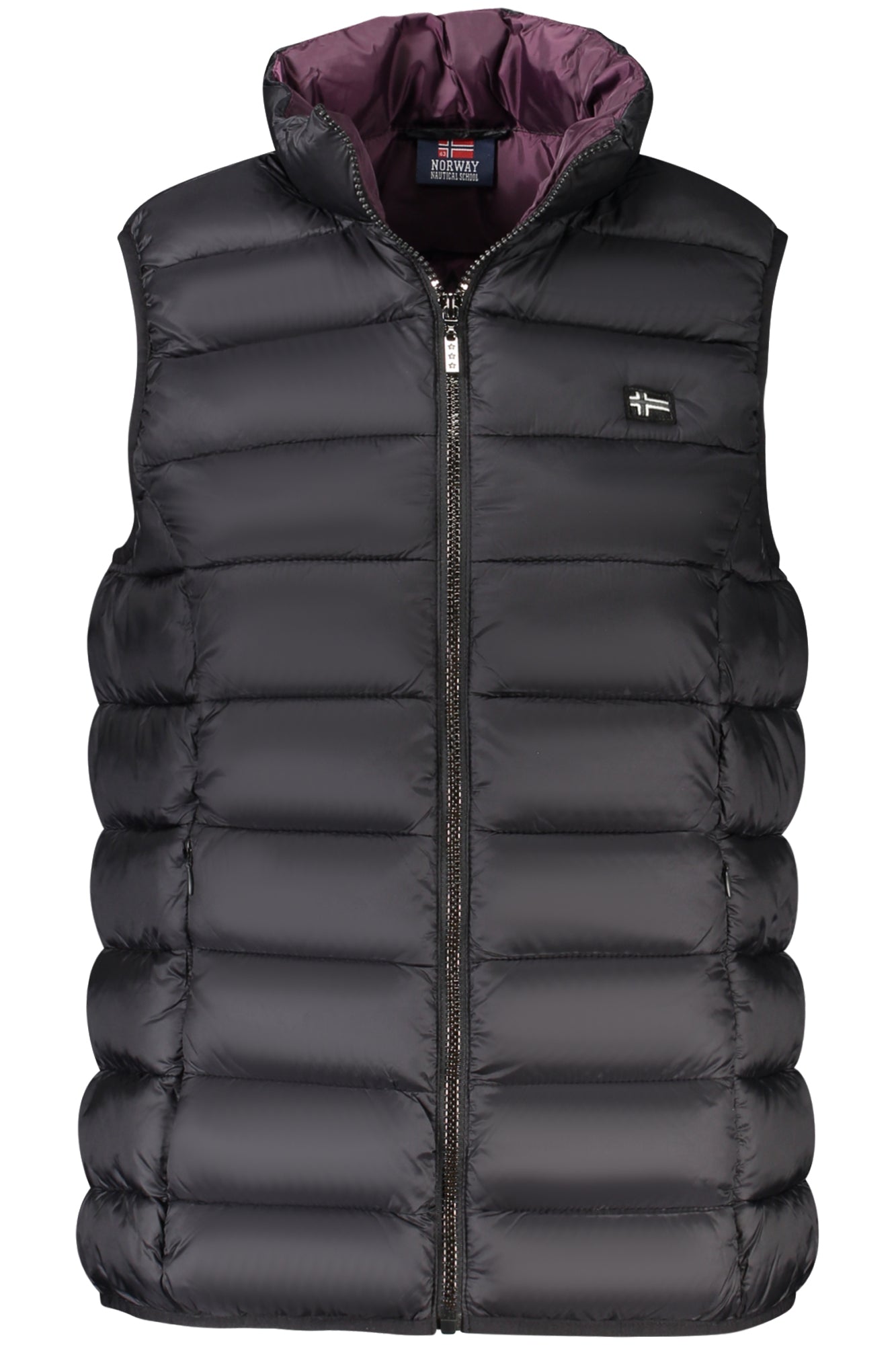 849651_NEBLAGRA – Damenjacke Schwarz: Ärmellos mit Taschen und Violett-Details – Größe: S, M, L, XL, 2XL – Farbe: Nero