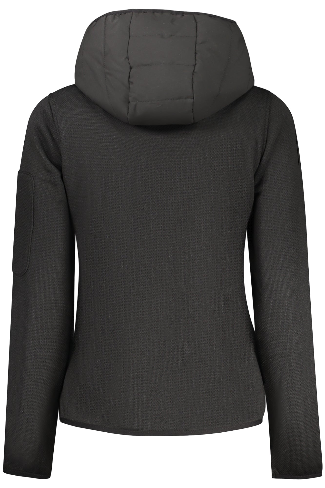 849801_NEBLACK – Damen Langarm-Fleecejacke mit Kapuze und Kontrastdetails - Schwarz – Größe: S, M, L, XL, 2XL – Farbe: Nero