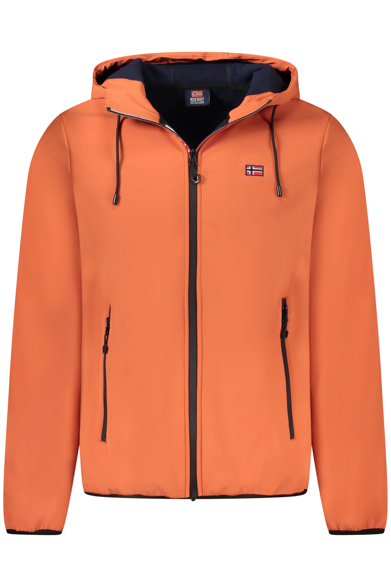119141_ARRUSTY – Orange Herren-Softshelljacke mit Kapuze und blauen Kontrastdetails – Größe: S, M, L, XL, 2XL, 3XL – Farbe: Arancione