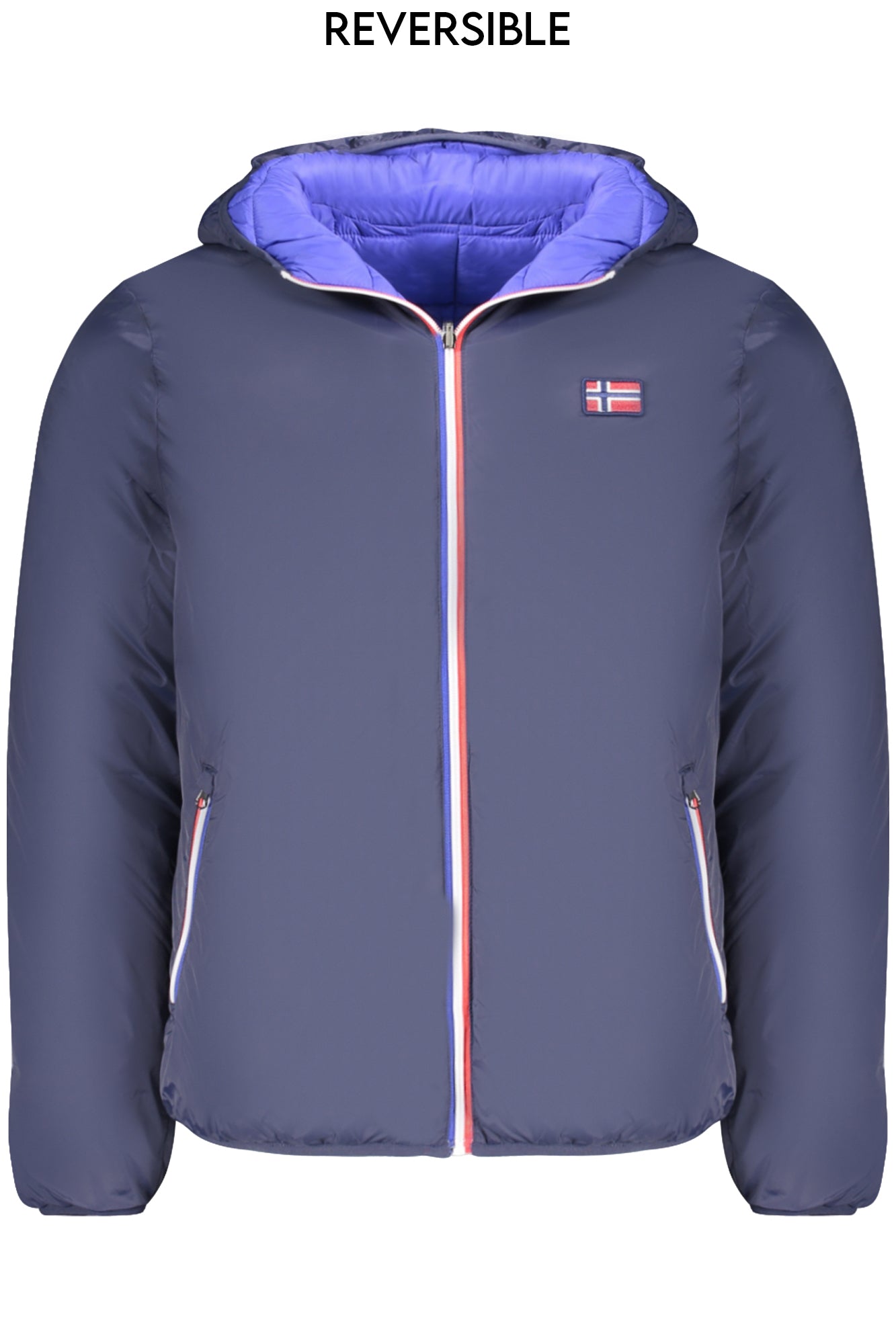 849155_BLBLU – Wendbare Herrenjacke Blau mit Kapuze & Taschen - Norwegen Stil 1963 – Größe: S, M, L, XL, 2XL, 3XL – Farbe: Blu