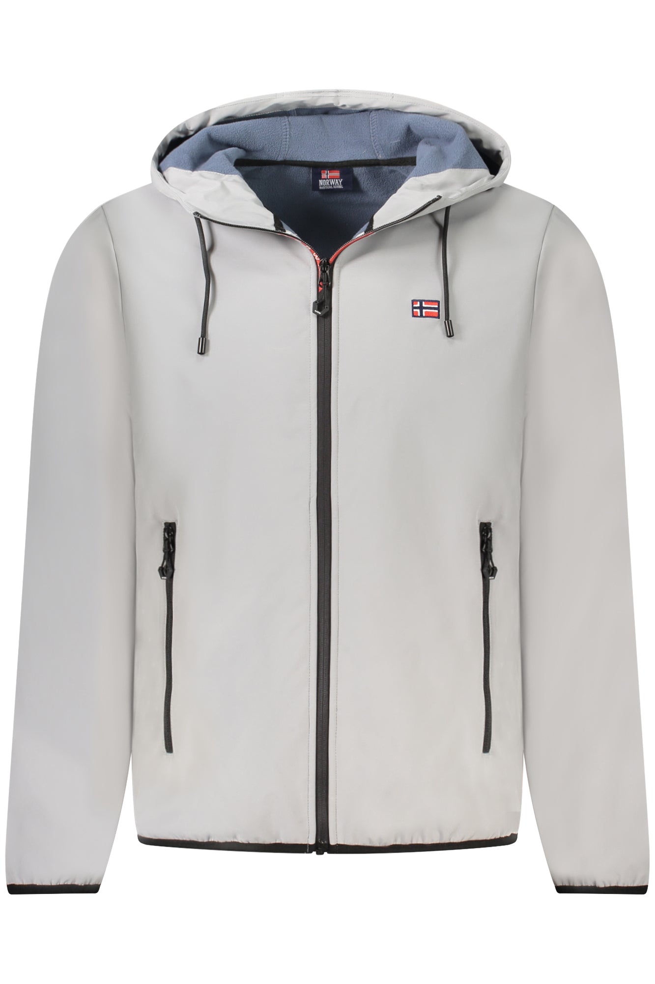 119141_GRICEBER – Graue Softshell-Herrenjacke mit Kapuze und Kontrastdetails in Hellblau – Größe: S, M, L, XL, 2XL, 3XL – Farbe: Grigio