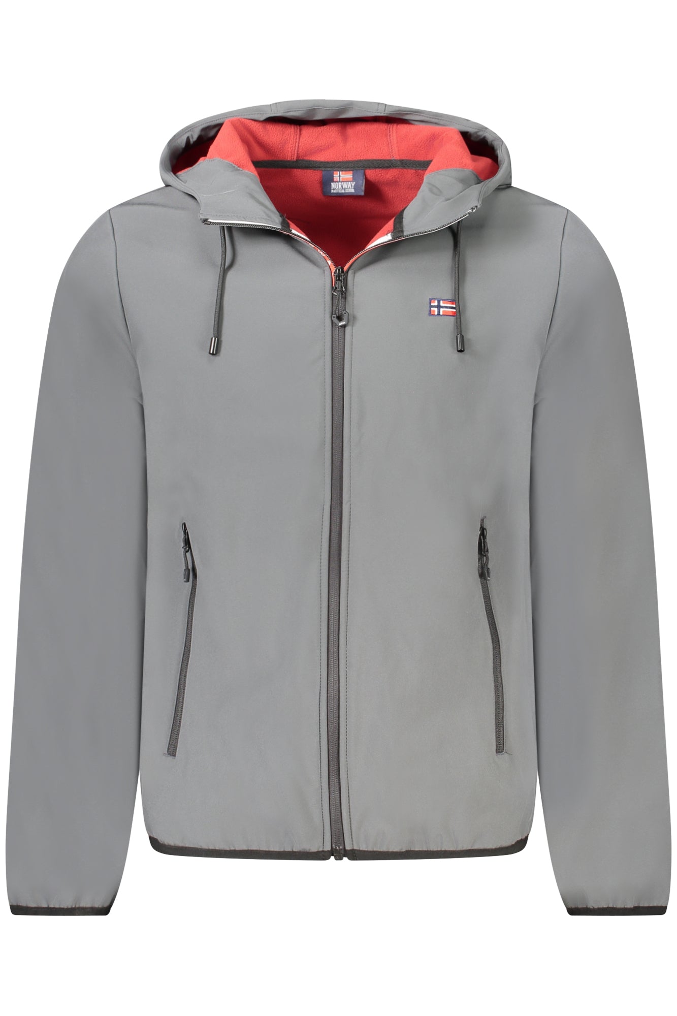 119141_GRREVENT – Graue Herren Softshell-Jacke mit roten Details und Kapuze – Größe: S, M, L, XL, 2XL, 3XL – Farbe: Grigio