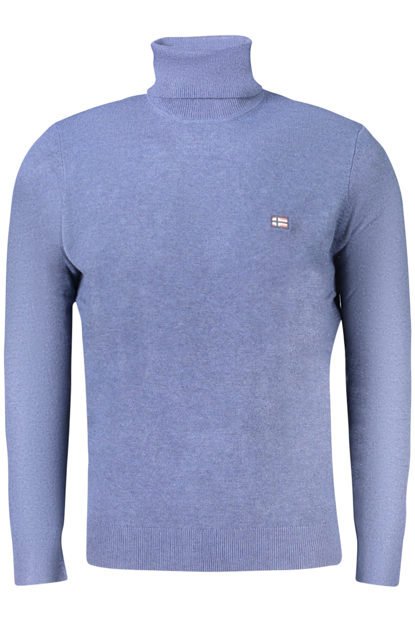 843102_BLDENIM – Blaues Herrenhemd mit Rollkragen und Stickerei - Stil Norwegen 1963 – Größe: M, L, XL, 2XL, 3XL – Farbe: Blu
