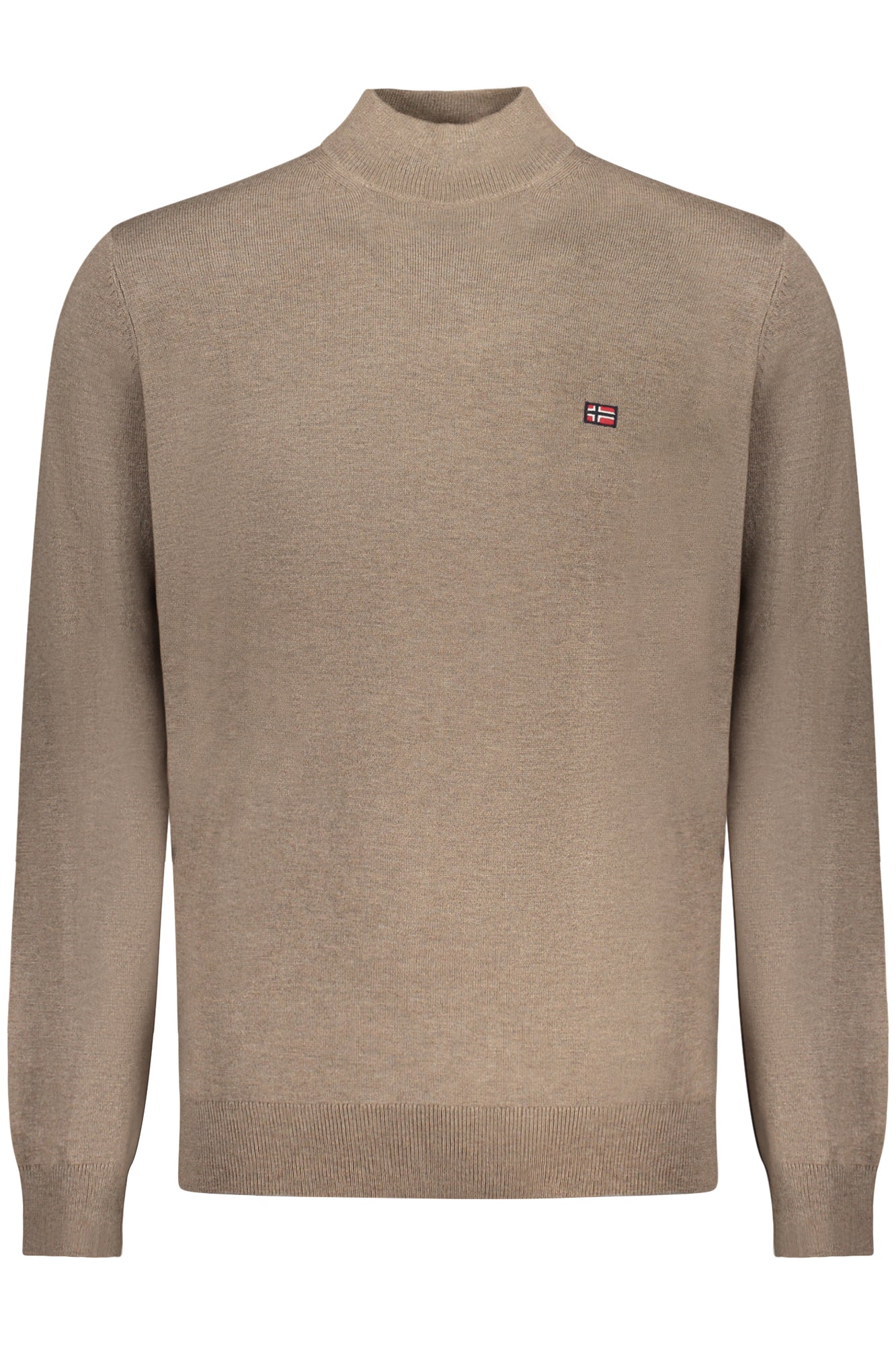 XXX843103_MANOCE – Braunes Herren Langarmshirt mit Rollkragen und Stickerei-Details – Größe: S, M, L, XL, 2XL, 3XL – Farbe: Marrone