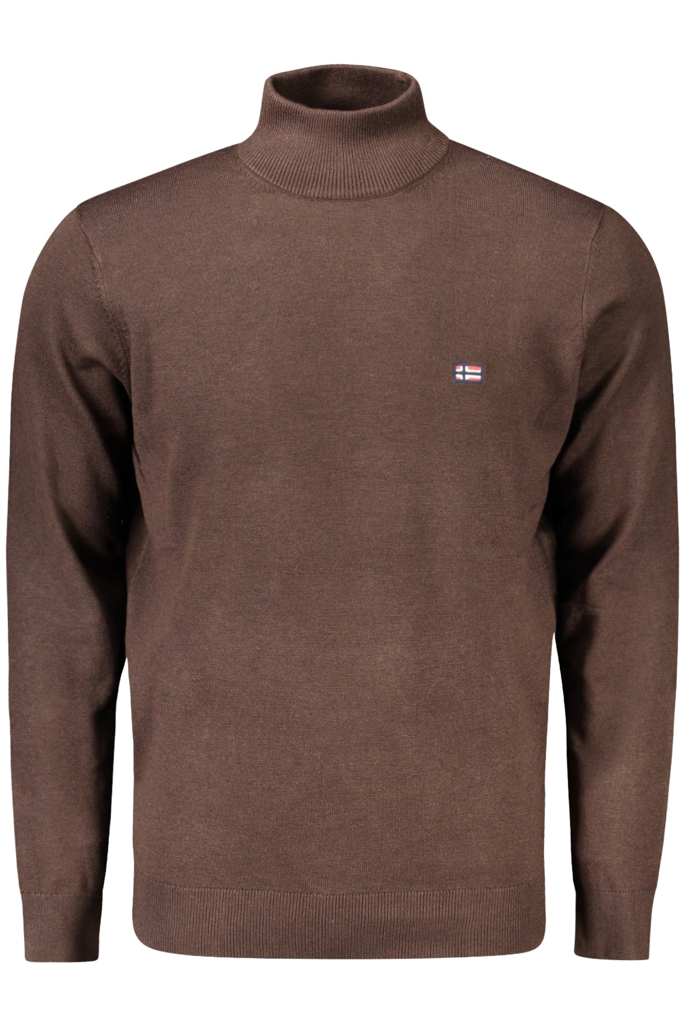 843103_MAFALCON – Herrenpullover Braun: Langarmshirt mit Rollkragen und Stickerei – Größe: 2XL, 3XL, XL, M, L – Farbe: Marrone