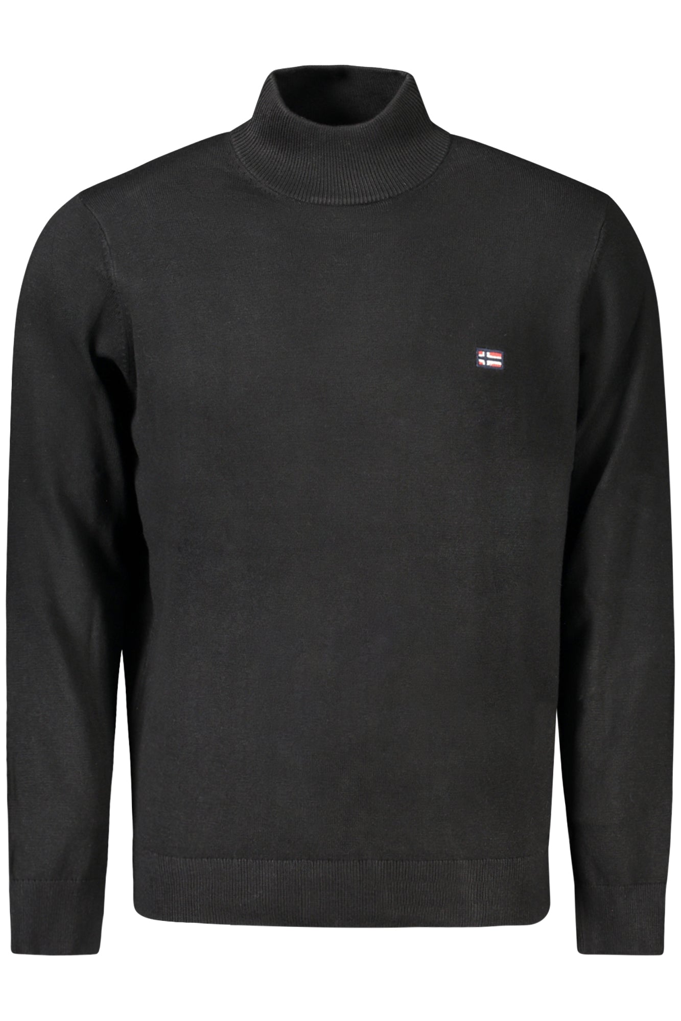 843103_NEBLACK – Schwarzes Herren Langarmshirt mit Rollkragen und Stickerei – Größe: M, XL, 2XL, 3XL, L – Farbe: Nero