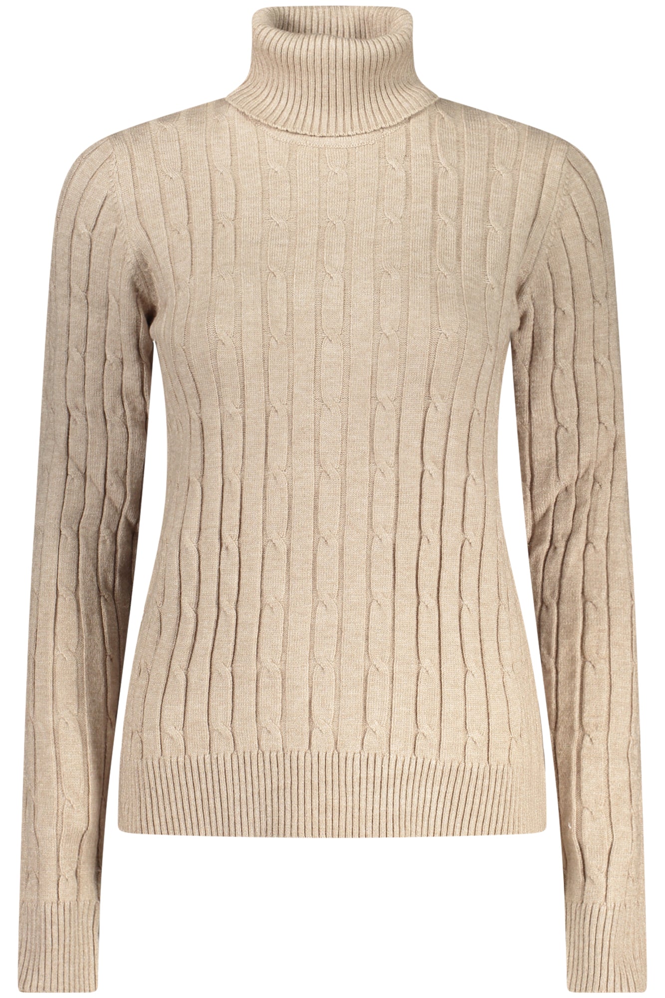 853406_BEROPEME – Beiger Damenpullover mit Rollkragen und Zopfmuster aus Norwegen – Größe: S, M, L, XL, 2XL – Farbe: Beige