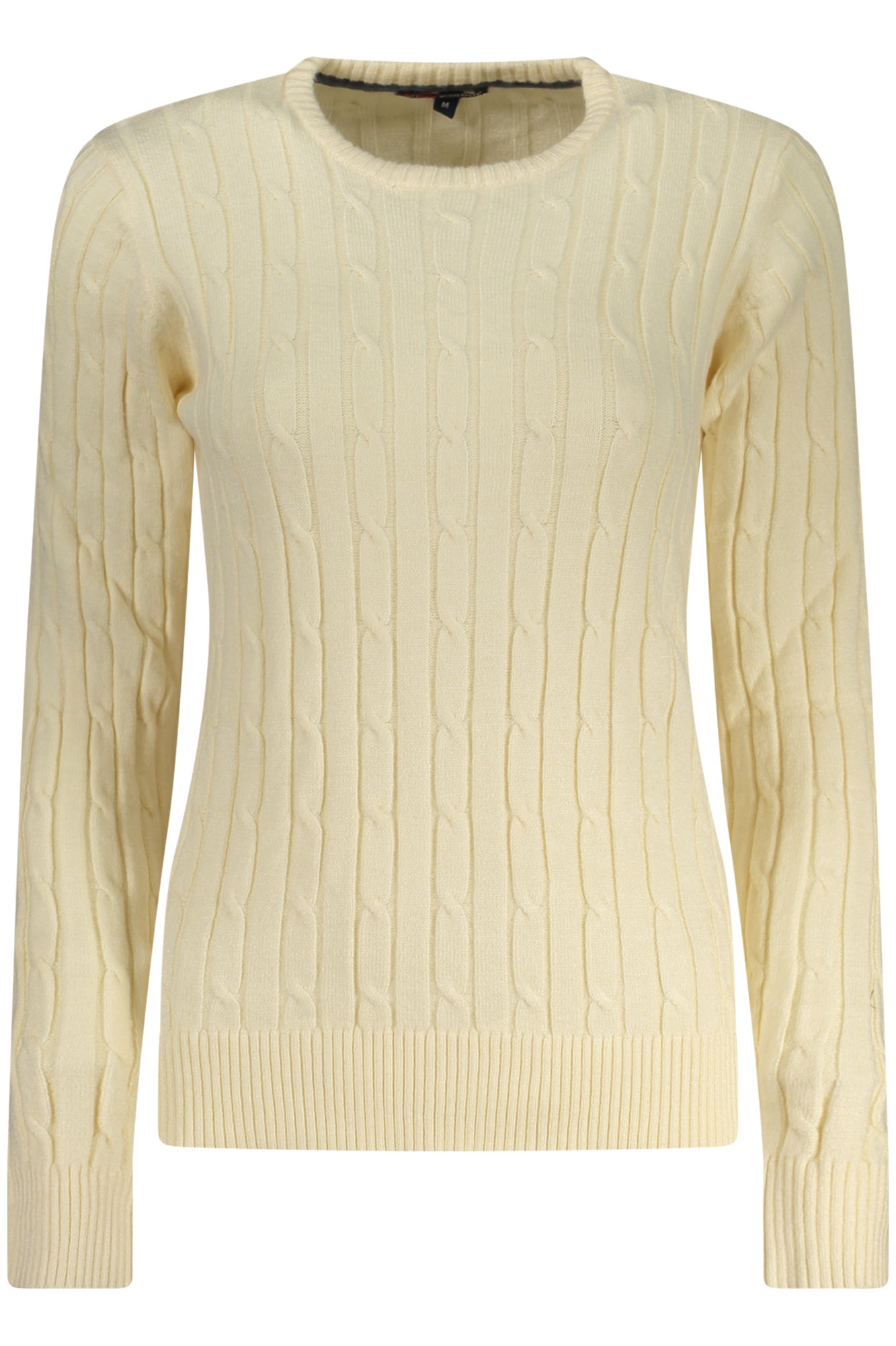 853405_BIOFFWHI – Damenpullover Weiß mit Zopfmuster und Rundhals – Stilvolles Design – Größe: S, M, L, XL, 2XL – Farbe: Bianco