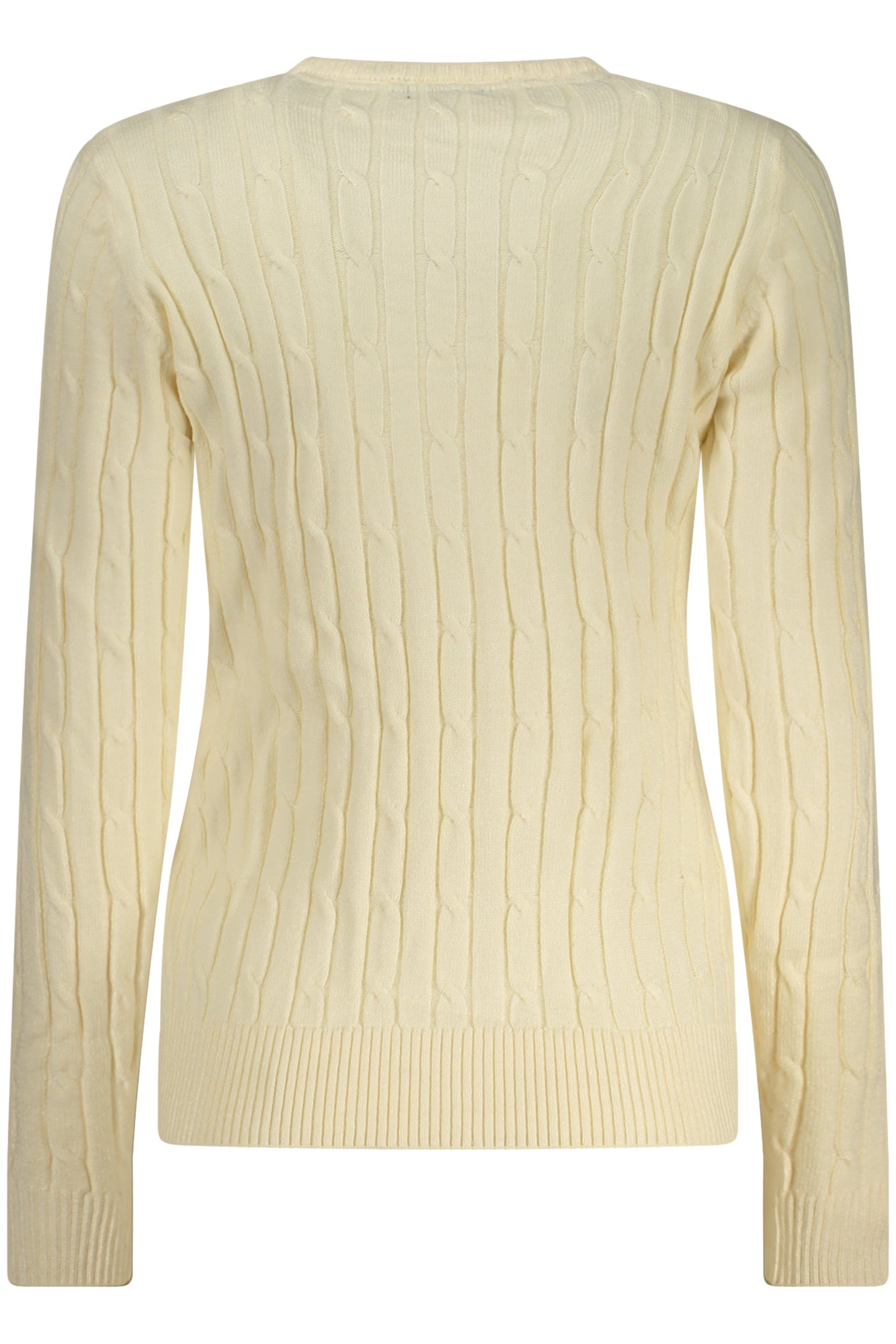 853405_BIOFFWHI – Damenpullover Weiß mit Zopfmuster und Rundhals – Stilvolles Design – Größe: S, M, L, XL, 2XL – Farbe: Bianco