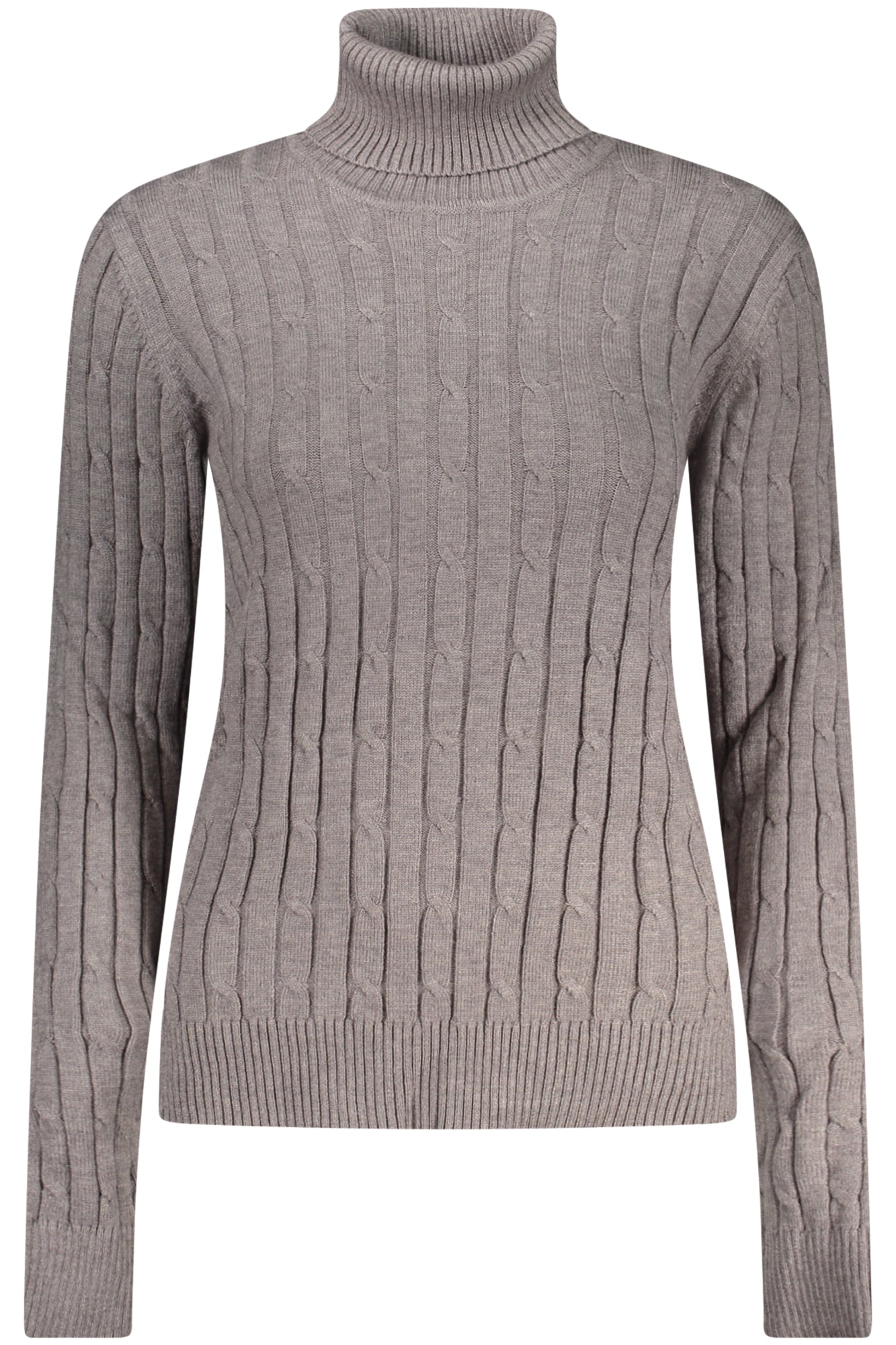 853406_GRGREYME – Grauer Damenpullover mit Rollkragen und Zopfmuster – Stil von 1963 – Größe: S, M, L, XL, 2XL – Farbe: Grigio