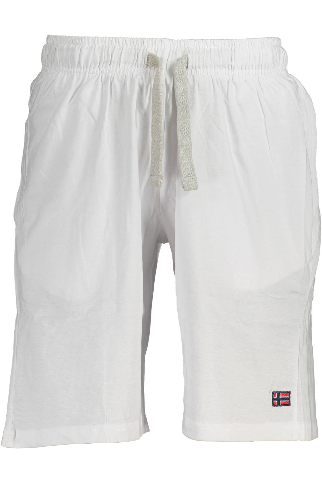 838501_BIANCO_WHITE – Herren Bermuda-Shorts: Weiß, mit Applikationen und elastischem Bund – Größe: M, L, XL, 2XL – Farbe: Bianco