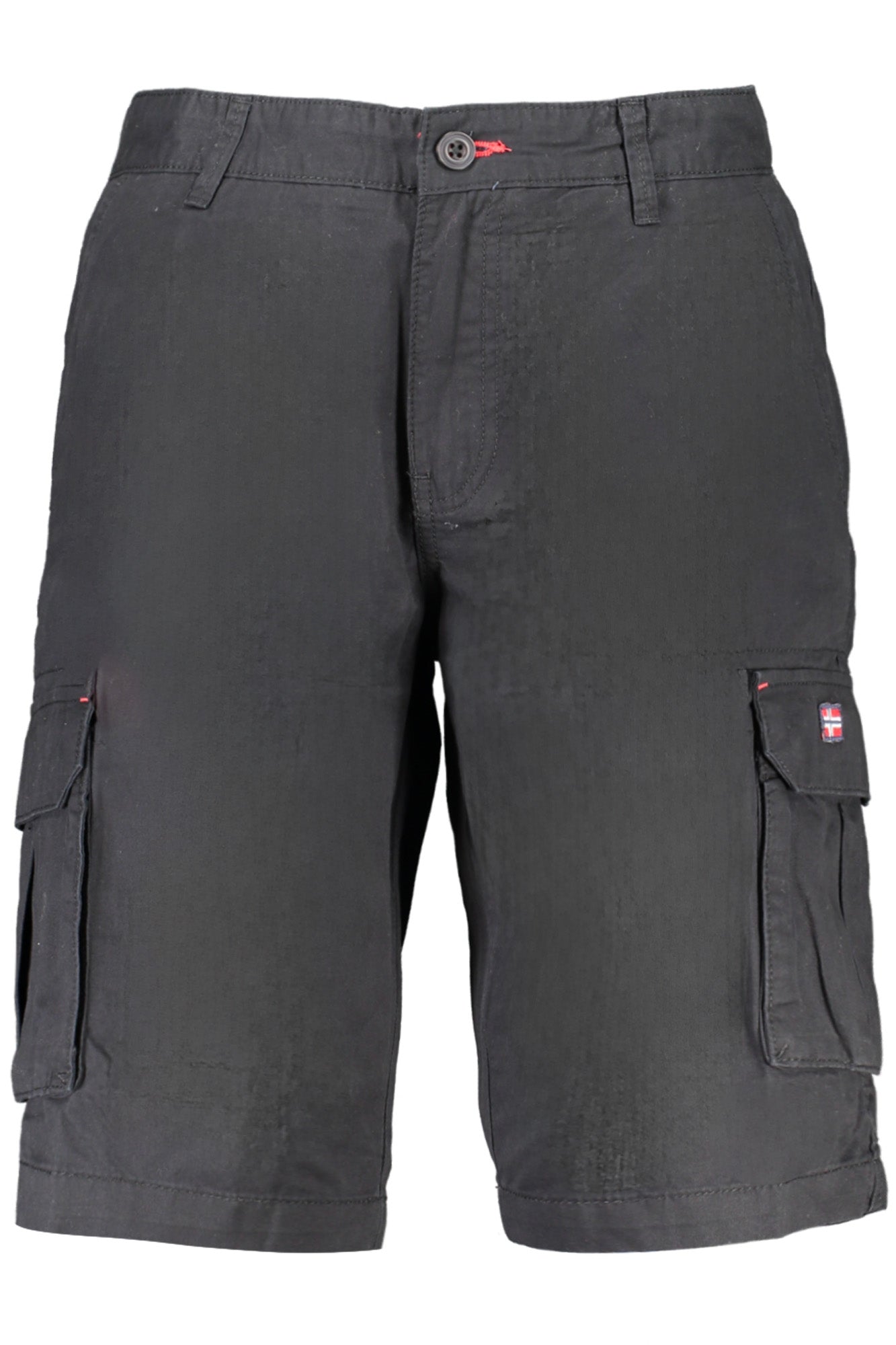 838521_NEBLACK – Schwarze Bermuda Cargo Herrenshorts mit Taschen und Applikation – Größe: 50, 52, 46, 54, 48, 56 – Farbe: Nero