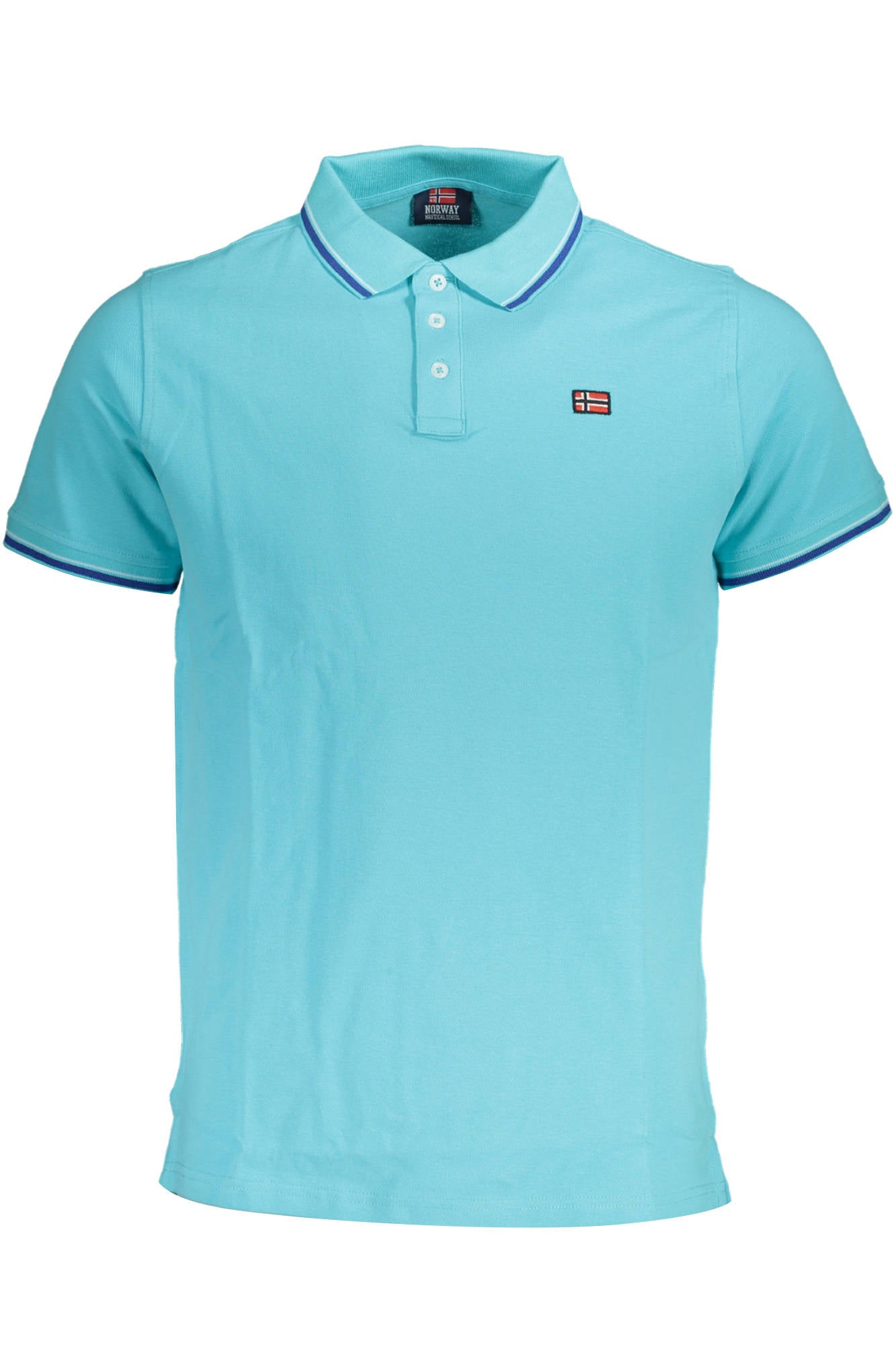 838862_AZZURRO_ACQUA – Herren Kurzarm-Polohemd Blau mit Kontrastdetails und Applikationen – Größe: M, L, XL, 2XL – Farbe: Azzurro